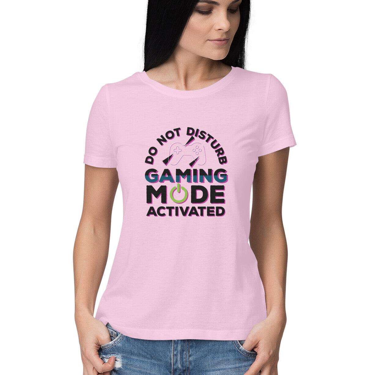 Women's Do Not Disturb Gaming Mode Activated Graphics Printed T-Shirt