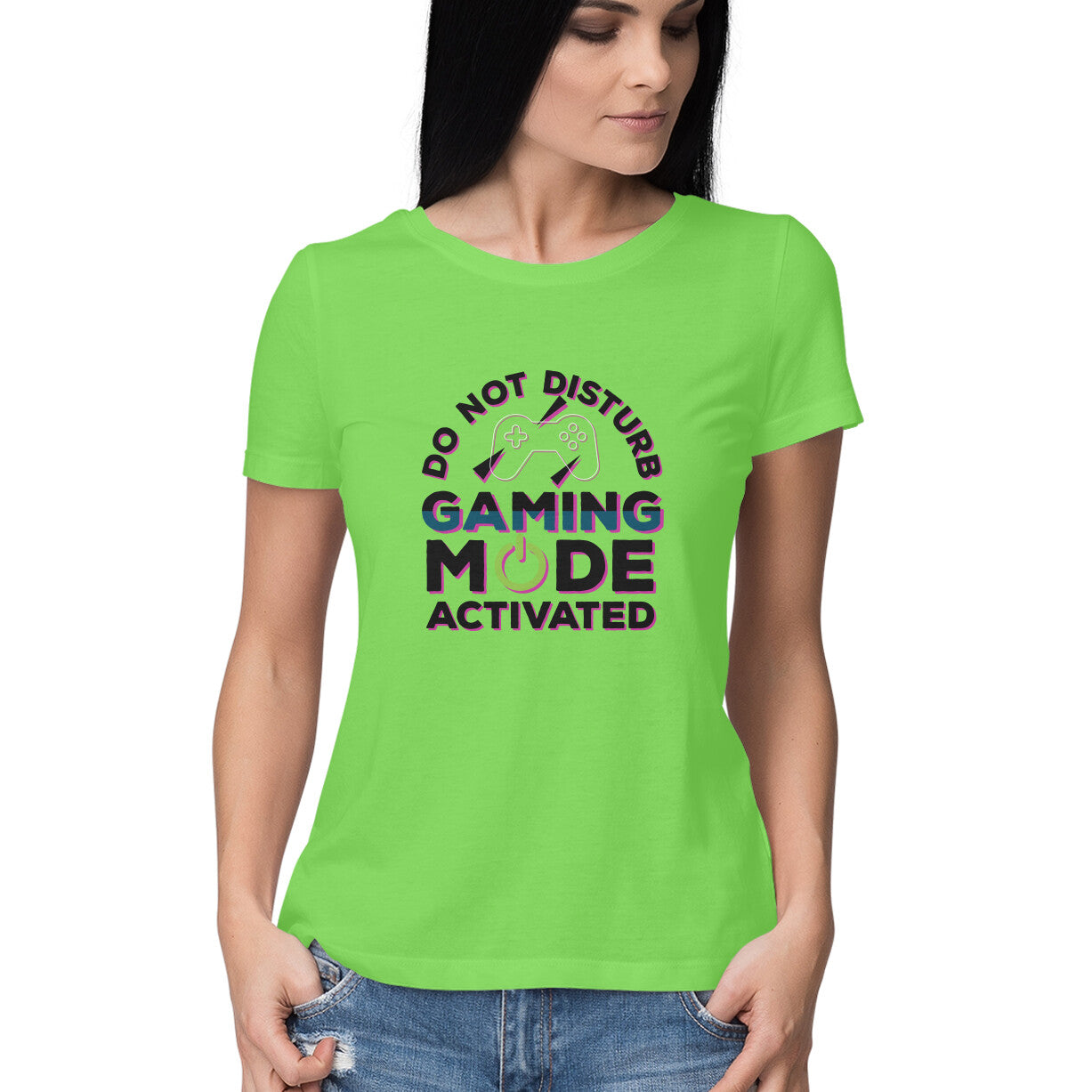 Women's Do Not Disturb Gaming Mode Activated Graphics Printed T-Shirt