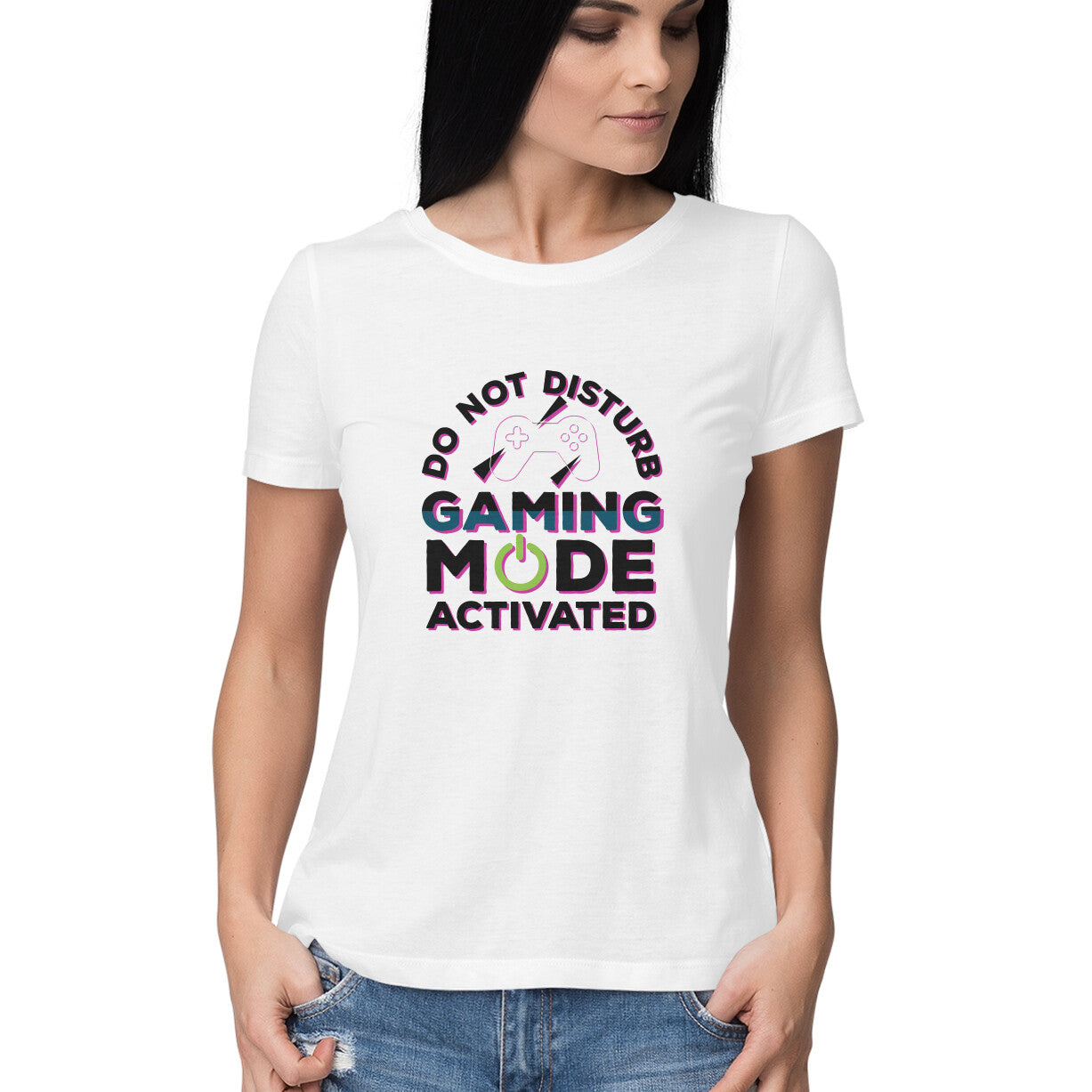 Women's Do Not Disturb Gaming Mode Activated Graphics Printed T-Shirt