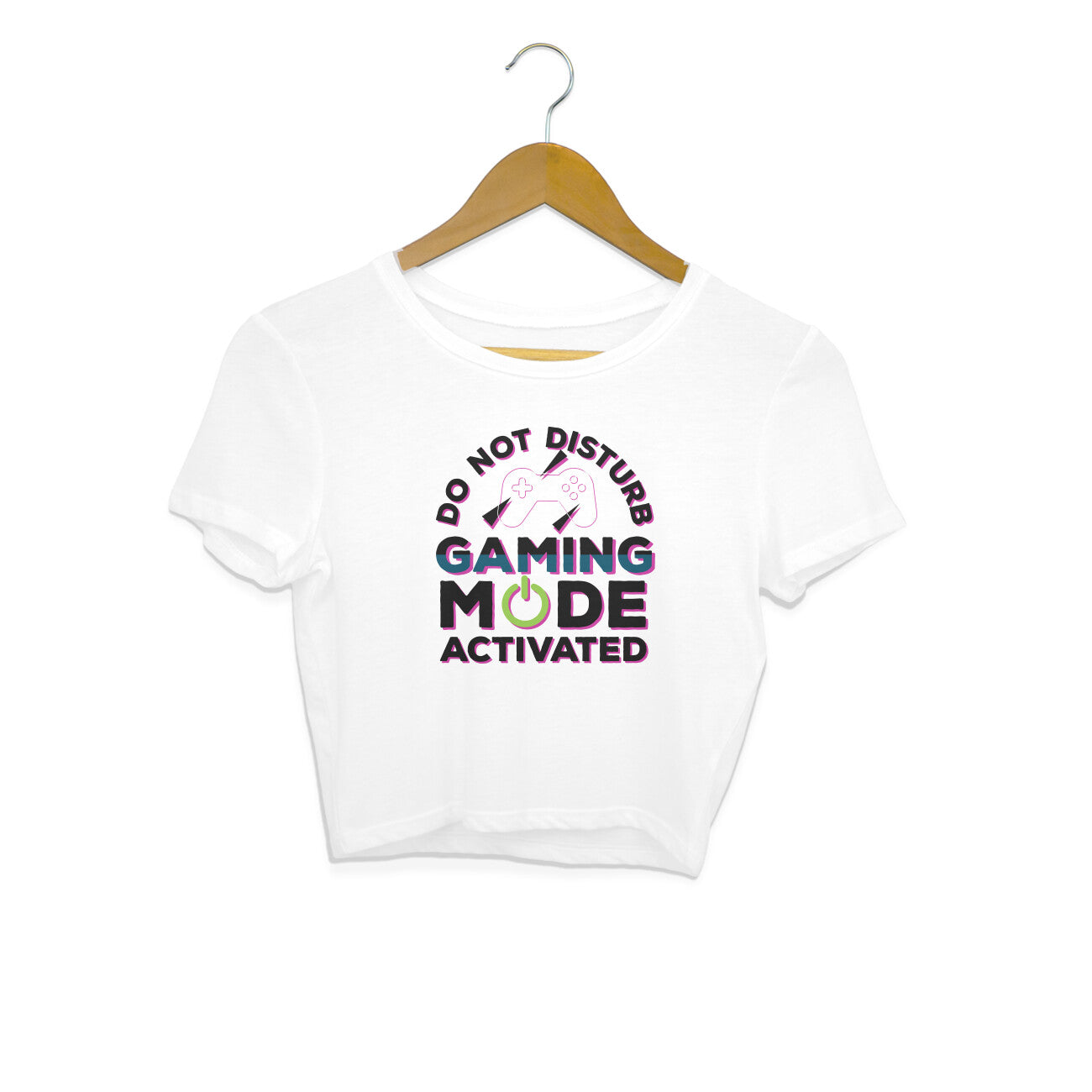 Women's Do Not Disturb Gaming Mode Activated Graphics Printed Crop Tops