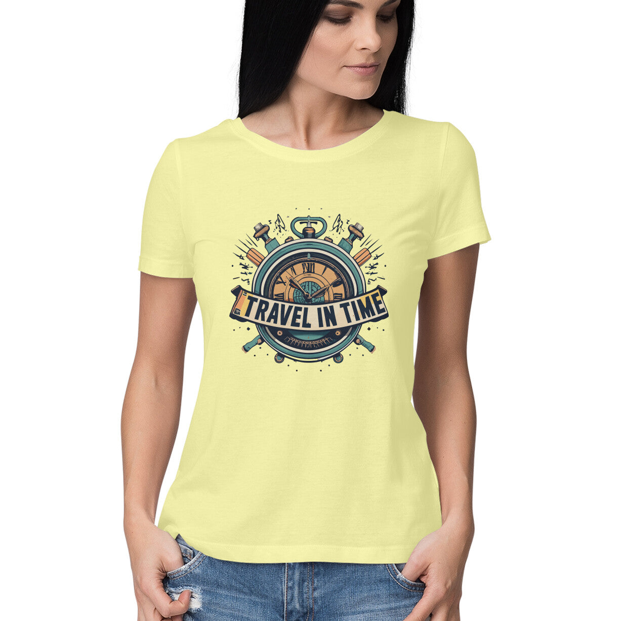 Women's Travel in Time Graphics Printed T-Shirt