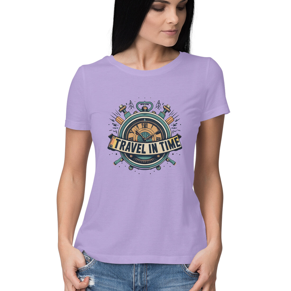 Women's Travel in Time Graphics Printed T-Shirt