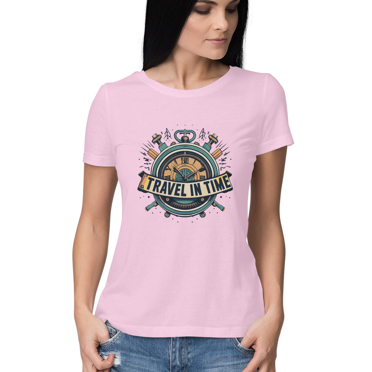 Women's Travel in Time Graphics Printed T-Shirt