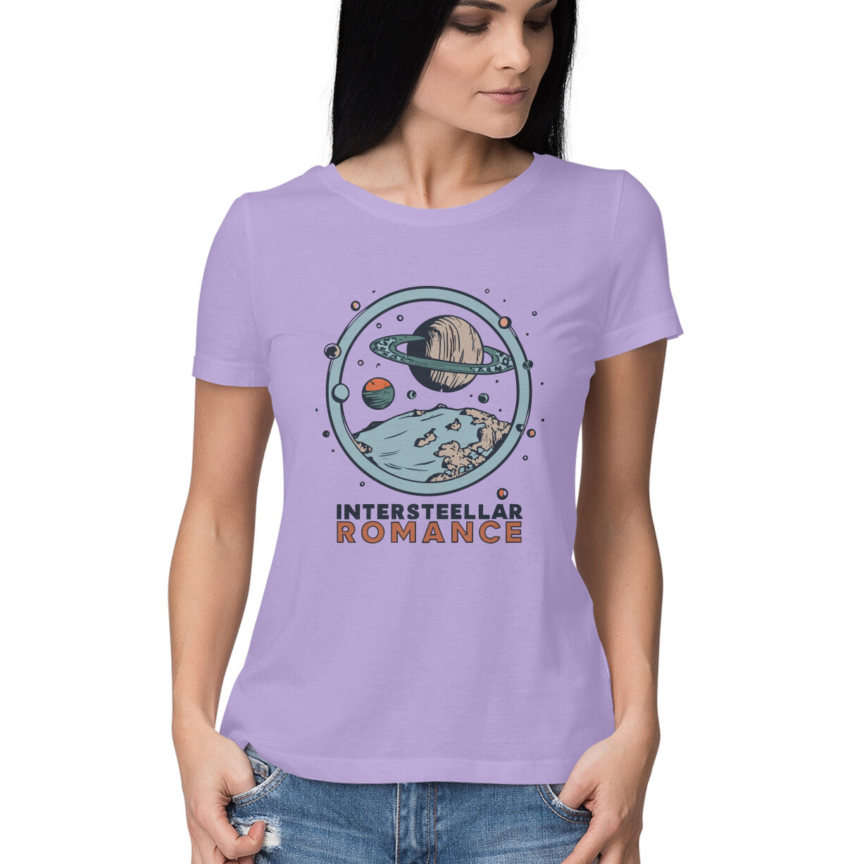 Women's Interstellar Romance Graphics Printed T-Shirt