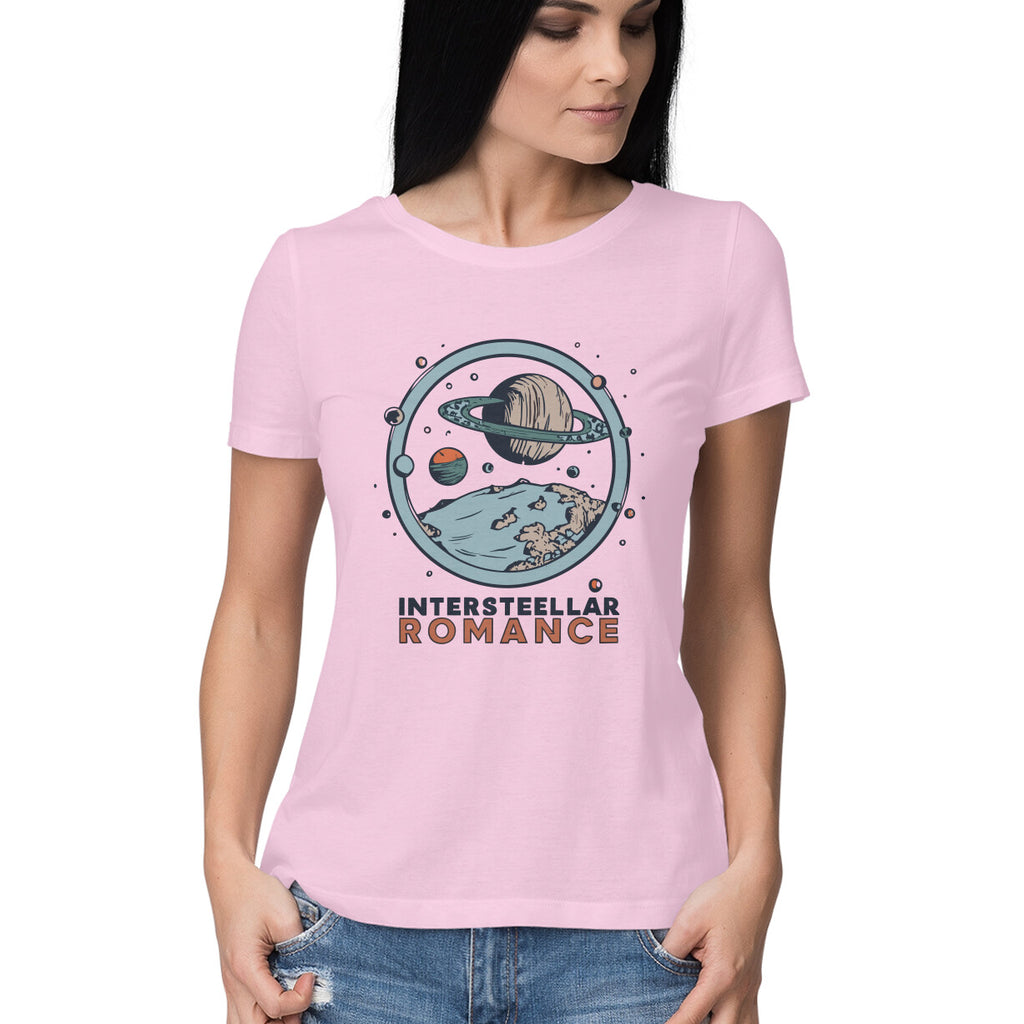 Women's Interstellar Romance Graphics Printed T-Shirt
