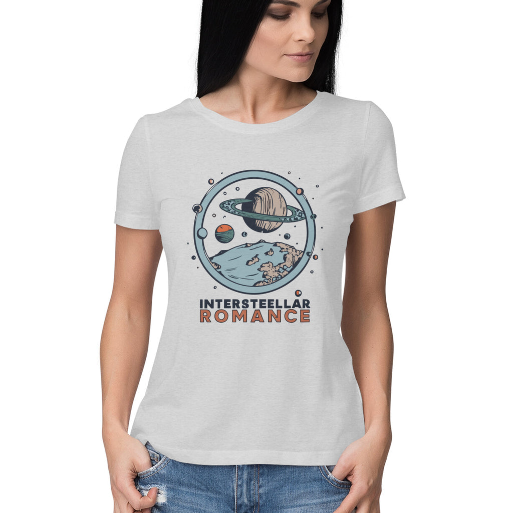 Women's Interstellar Romance Graphics Printed T-Shirt