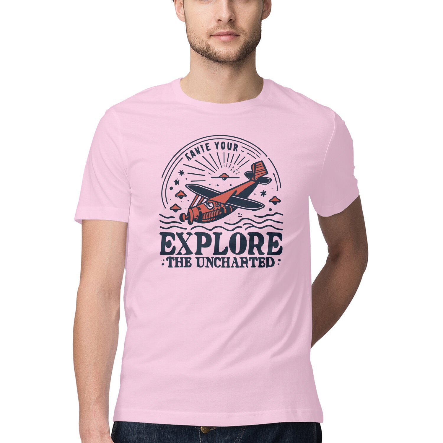 Men's Explore the Uncharted Design Printed T-Shirt