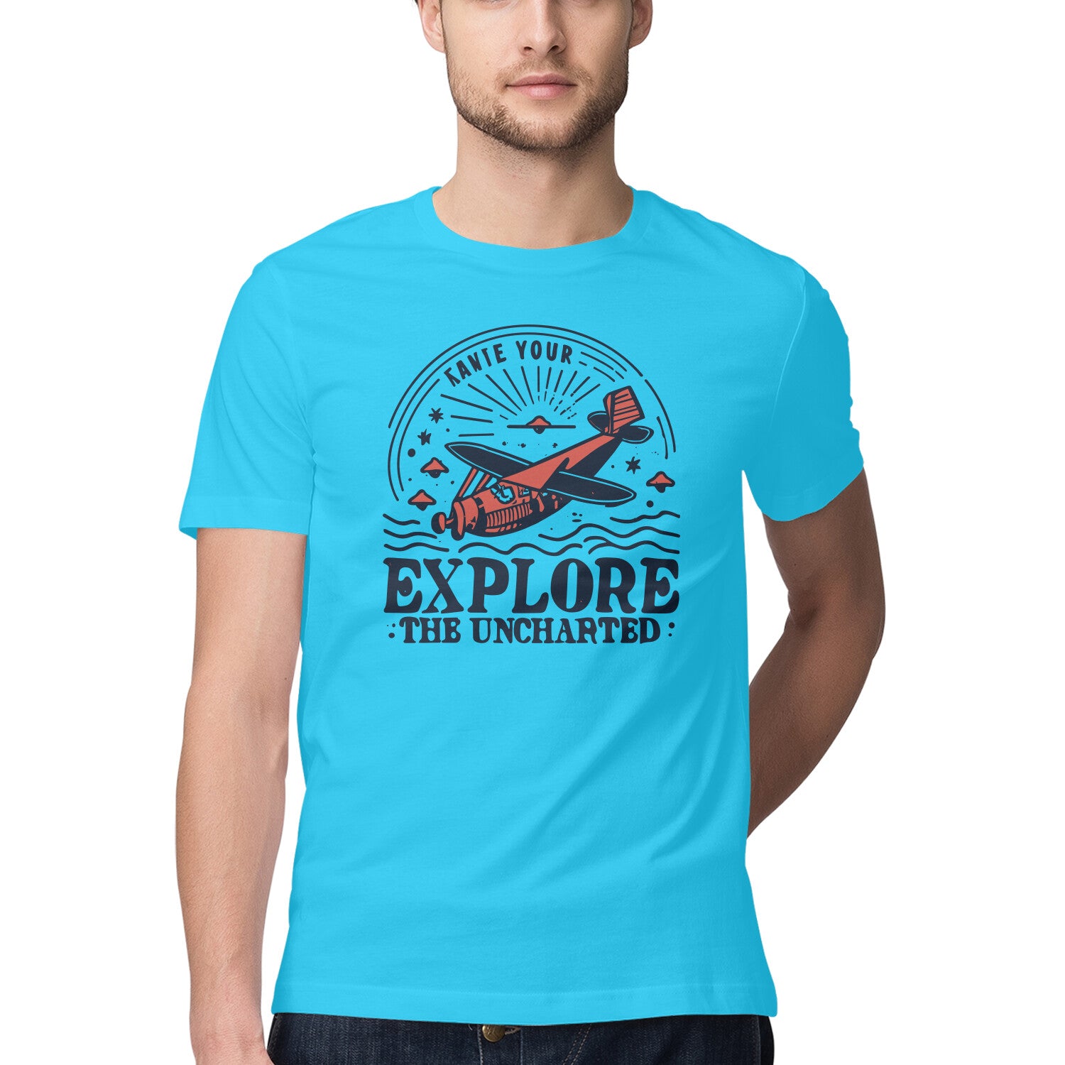 Men's Explore the Uncharted Design Printed T-Shirt