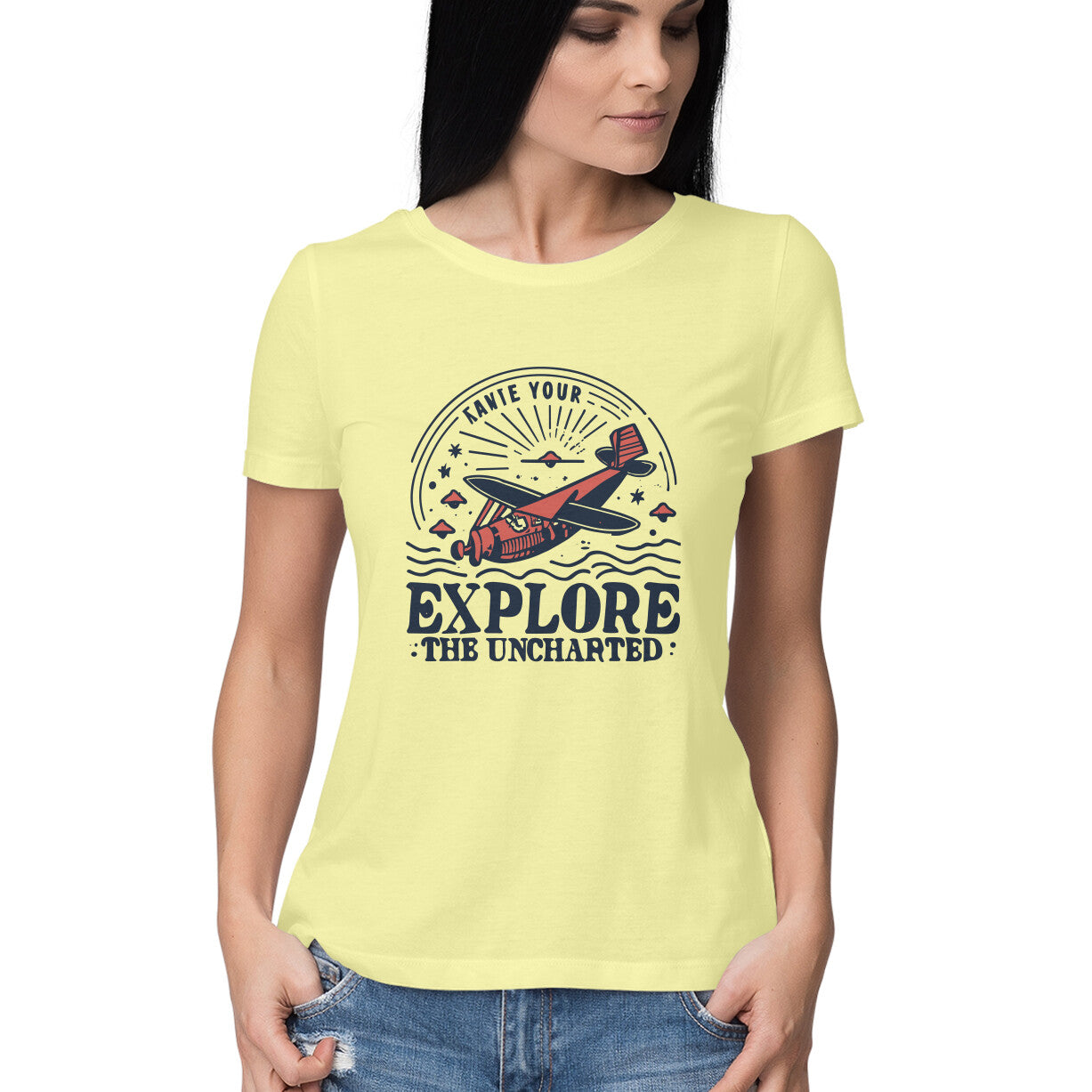 Women's Explore the Uncharted Graphics Printed T-Shirt