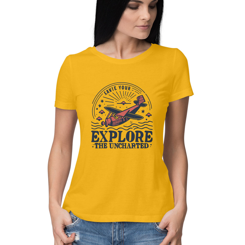 Women's Explore the Uncharted Graphics Printed T-Shirt