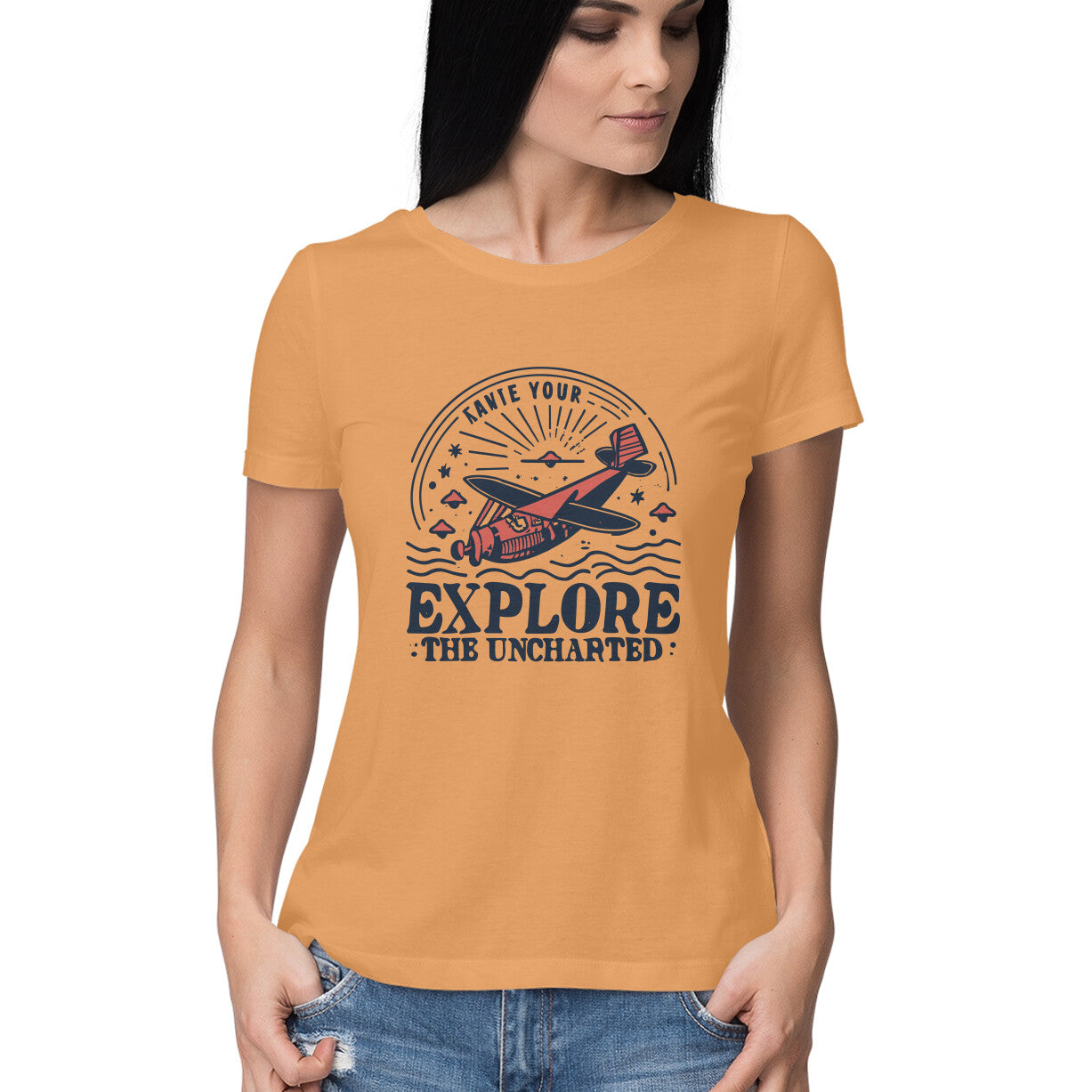 Women's Explore the Uncharted Graphics Printed T-Shirt