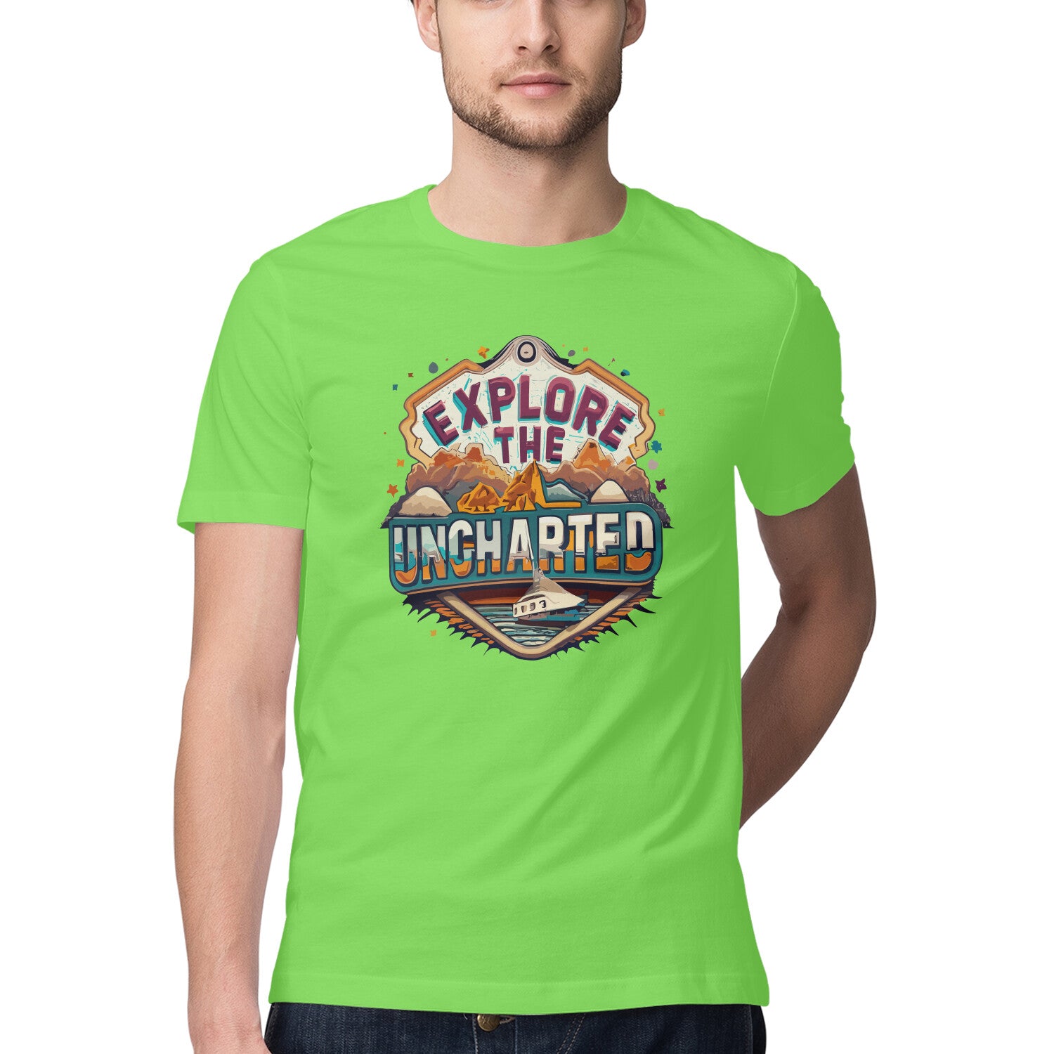 Men’s Explore the Uncharted New Design Printed T-Shirt