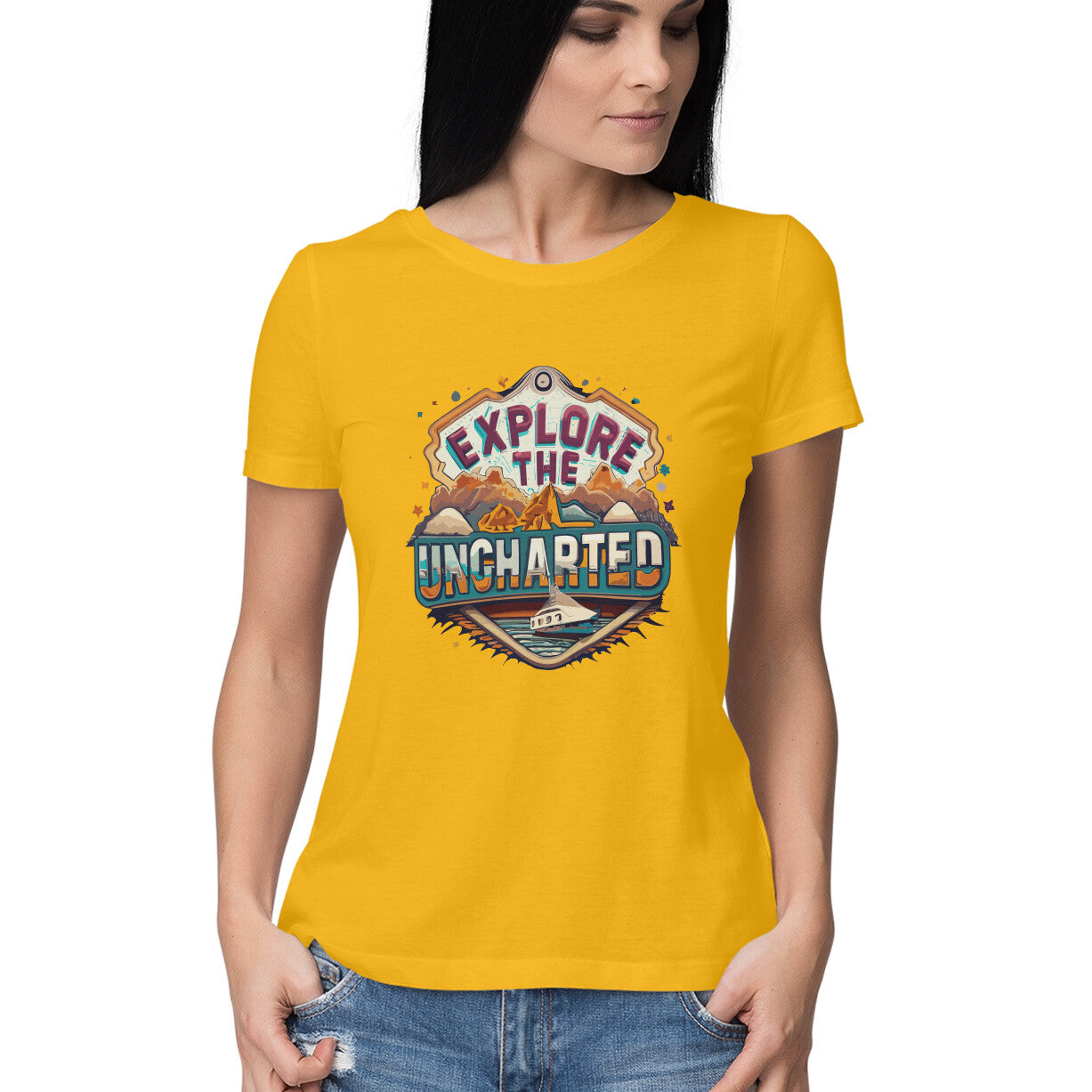 Women's Explore the Uncharted Graphics Printed T-Shirt