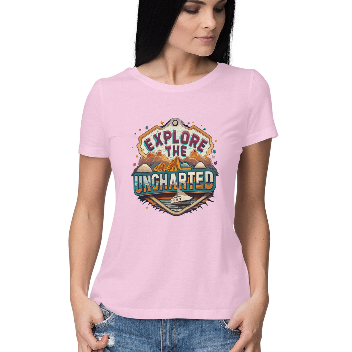 Women's Explore the Uncharted Graphics Printed T-Shirt