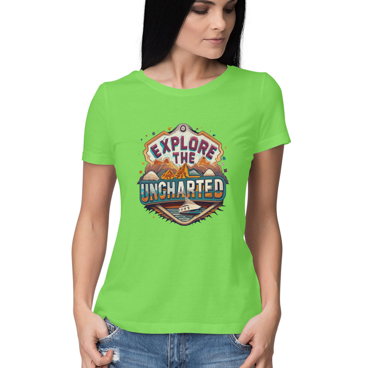 Women's Explore the Uncharted Graphics Printed T-Shirt