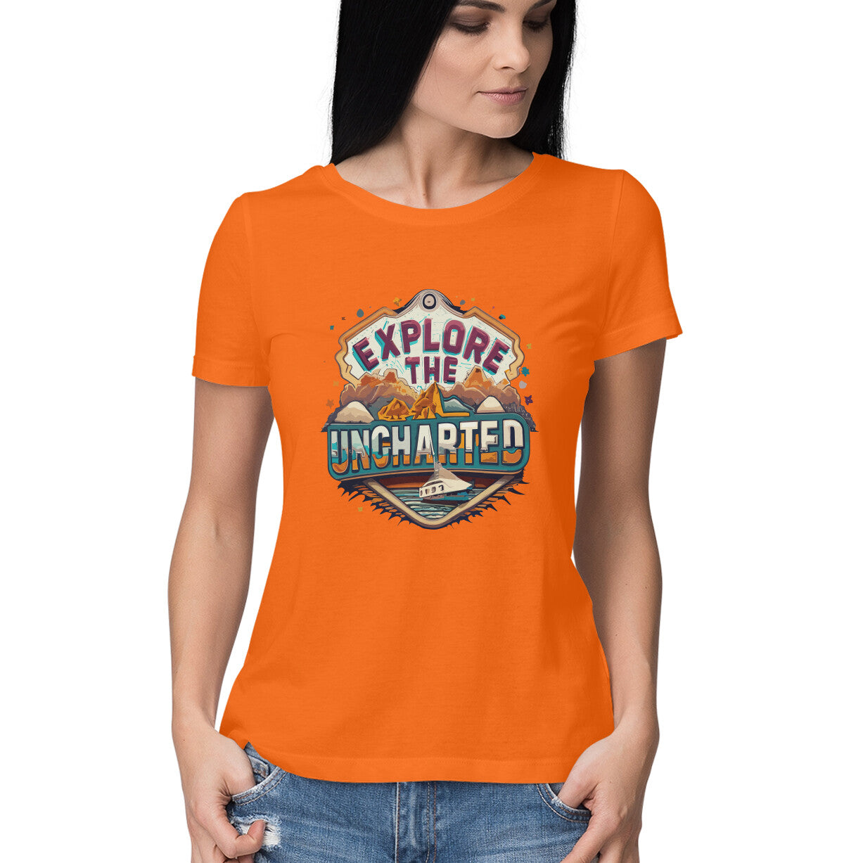 Women's Explore the Uncharted Graphics Printed T-Shirt
