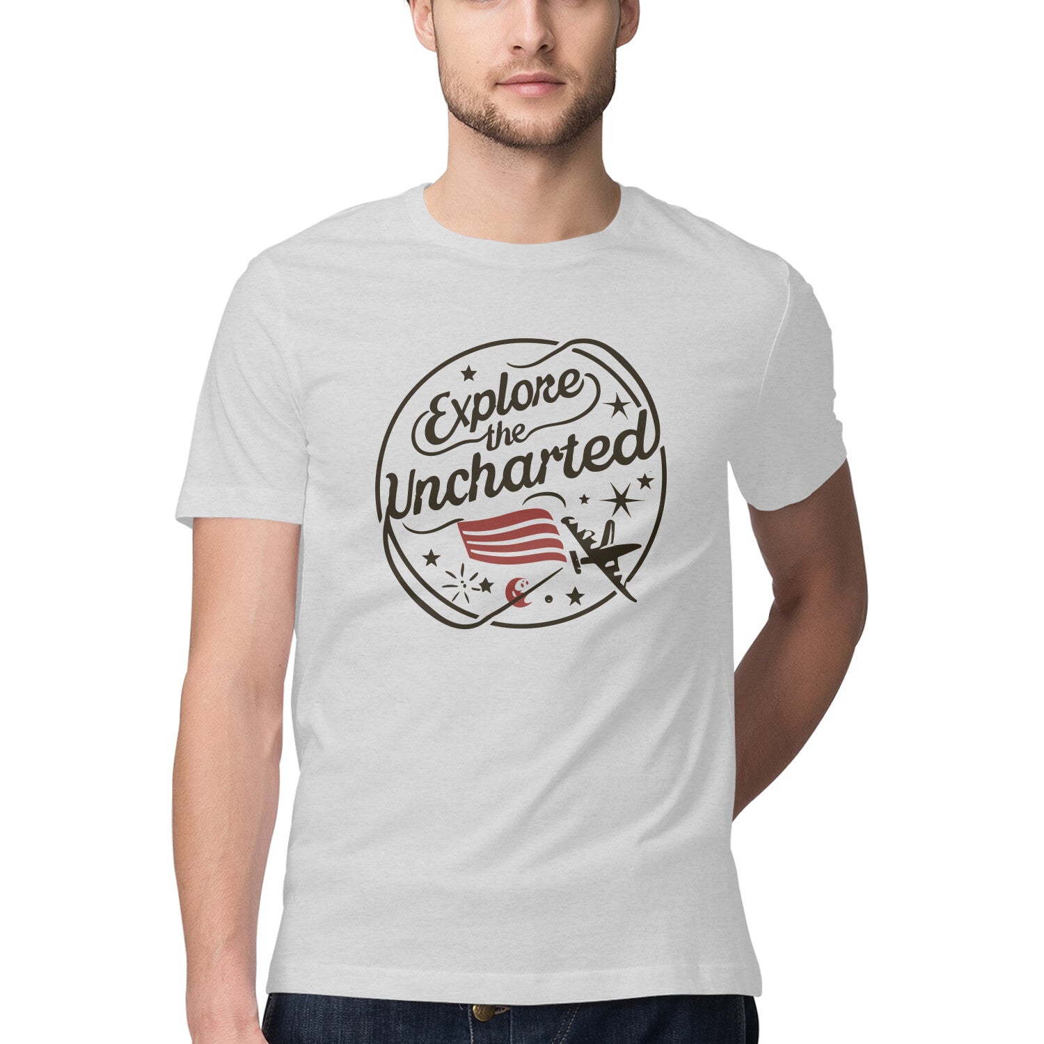 Men's Explore the Uncharted Design Printed T-Shirt