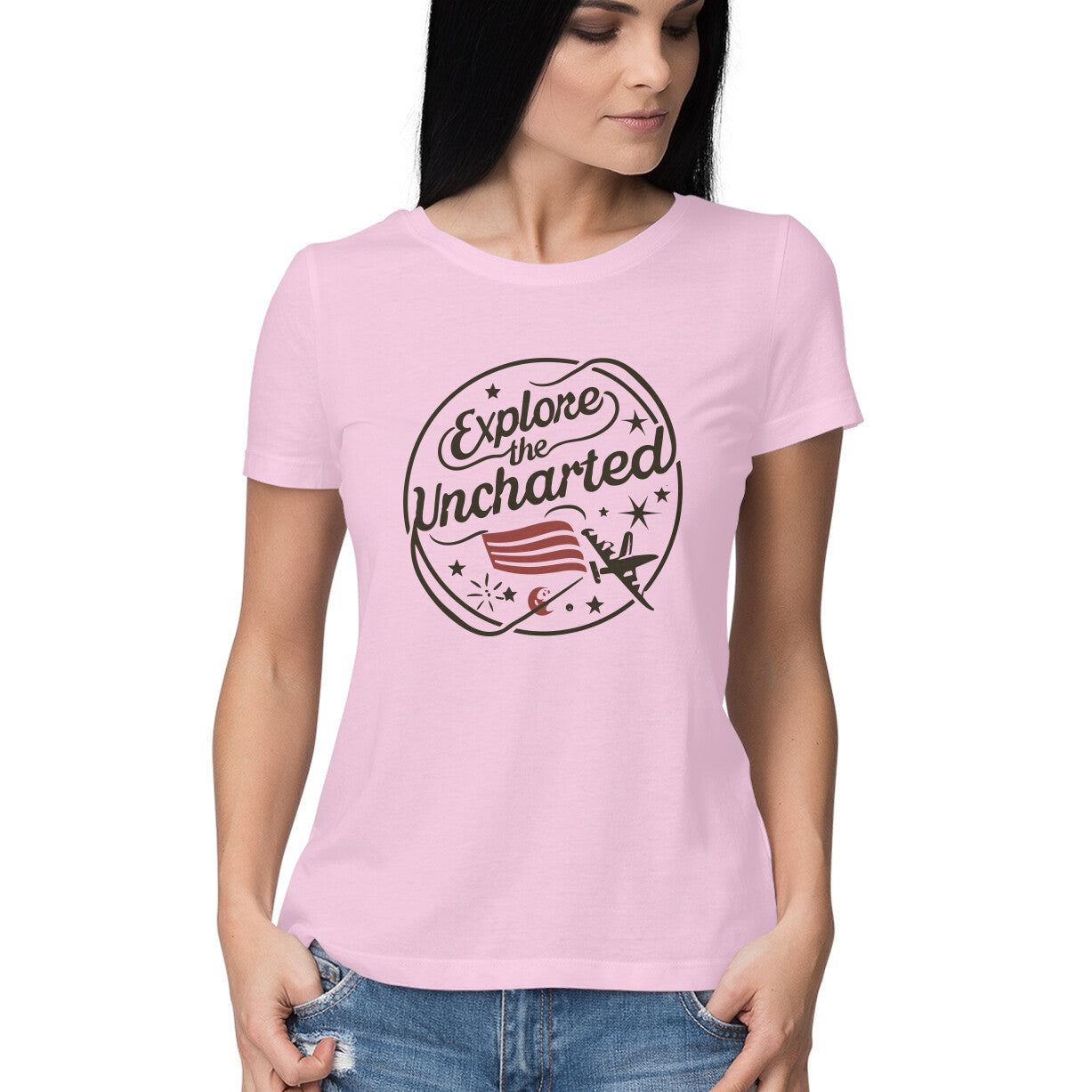Women's Explore the Uncharted Graphics Printed T-Shirt