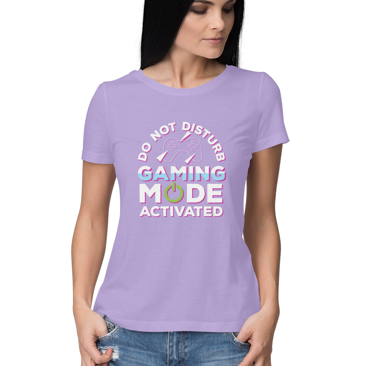 Women's Do Not Disturb Gaming Mode Activated Graphics Printed T-Shirt