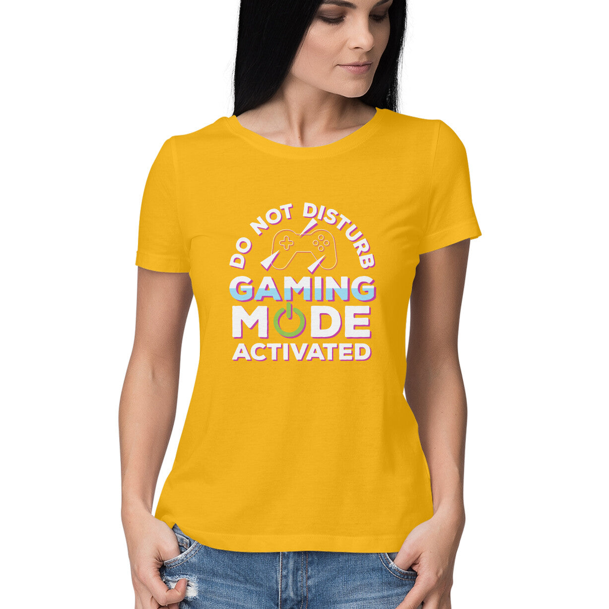 Women's Do Not Disturb Gaming Mode Activated Graphics Printed T-Shirt Secondary image