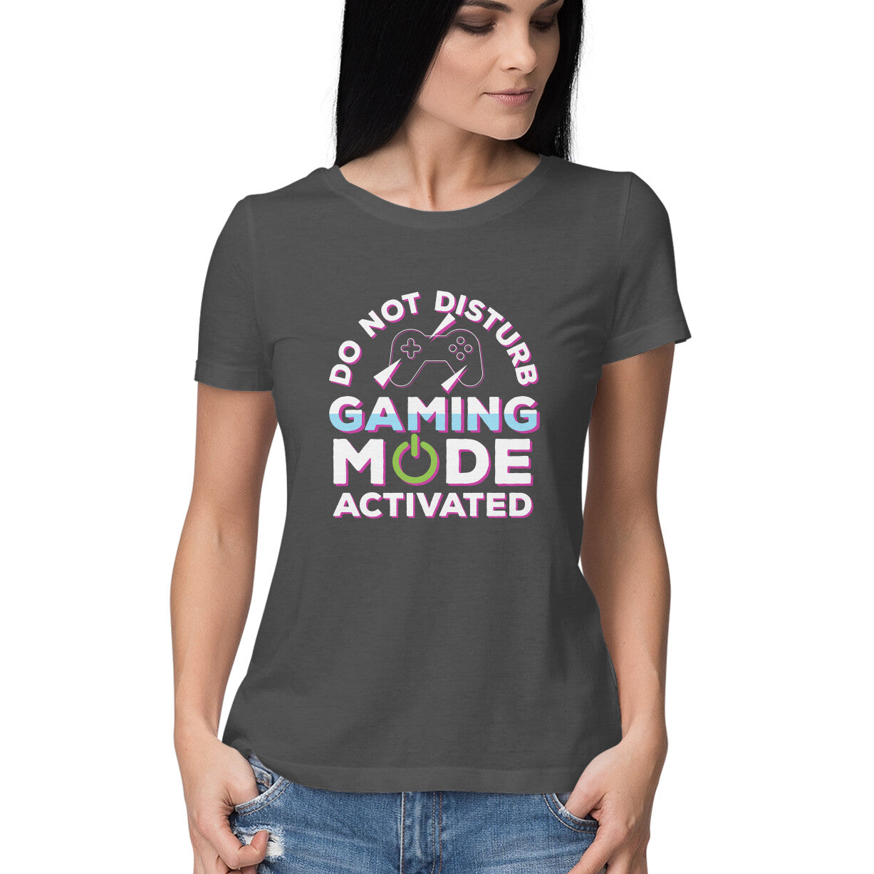 Women's Do Not Disturb Gaming Mode Activated Graphics Printed T-Shirt