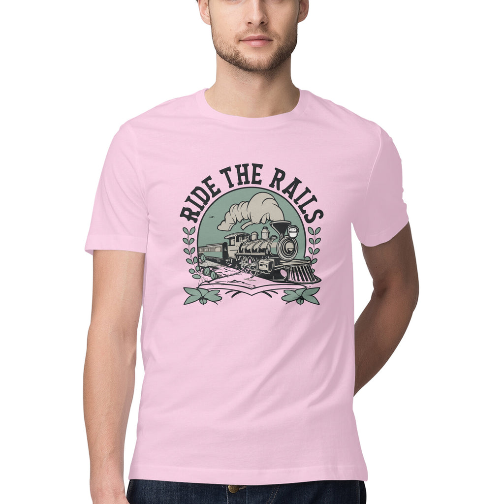 Men's Ride The Rails Design Printed T-Shirt