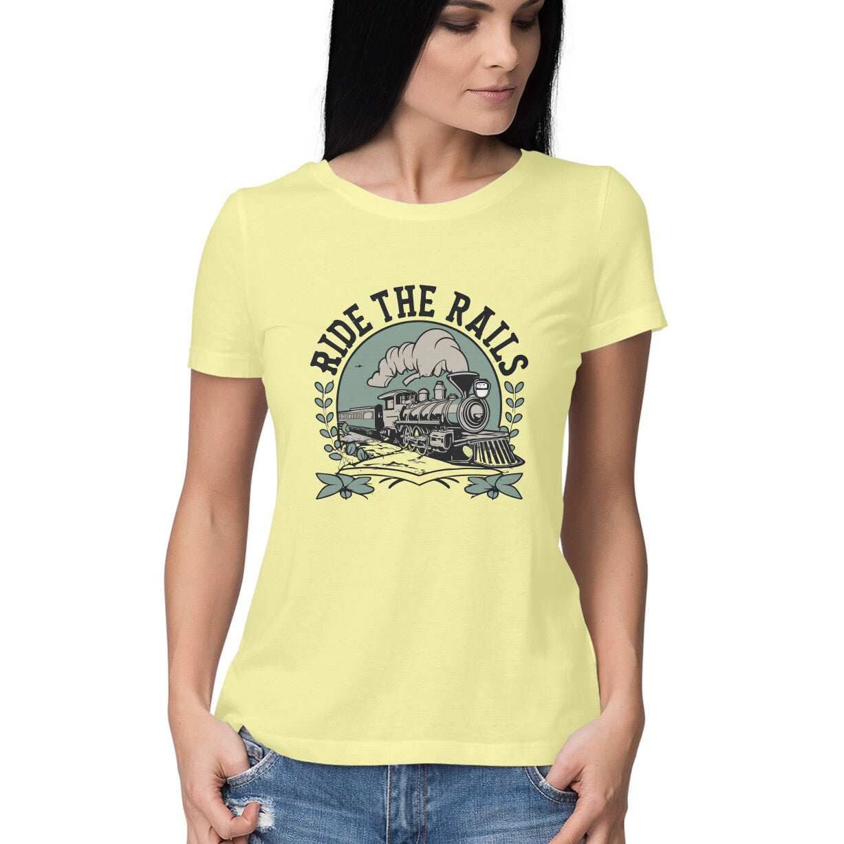 Women's Ride The Rails Graphics Printed T-Shirt