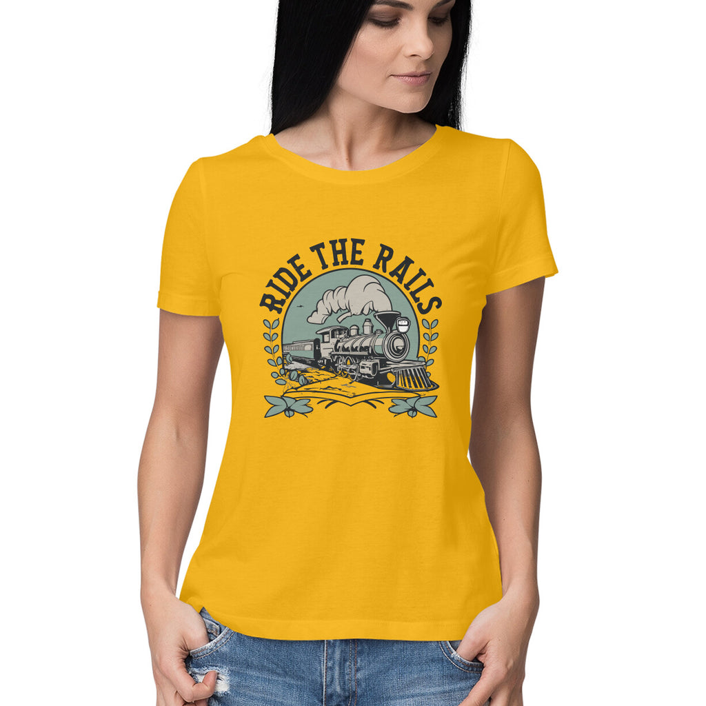 Women's Ride The Rails Graphics Printed T-Shirt