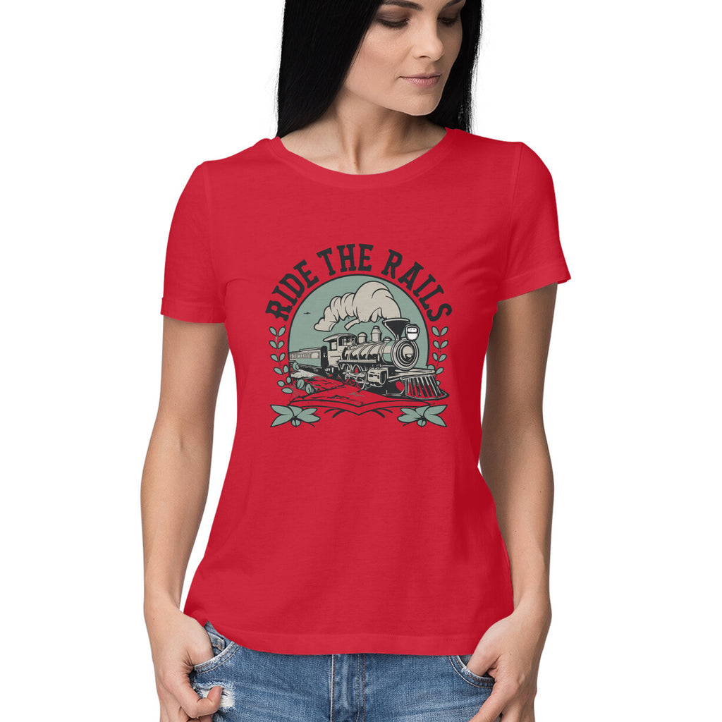 Women's Ride The Rails Graphics Printed T-Shirt