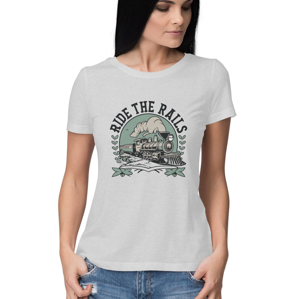Women's Ride The Rails Graphics Printed T-Shirt