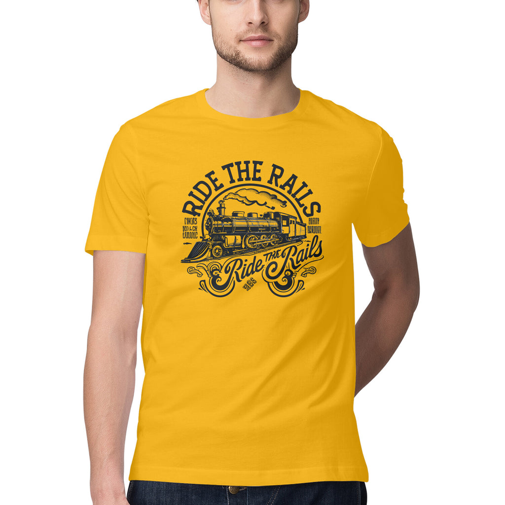 Men's Ride The Rails Design Printed T-Shirt