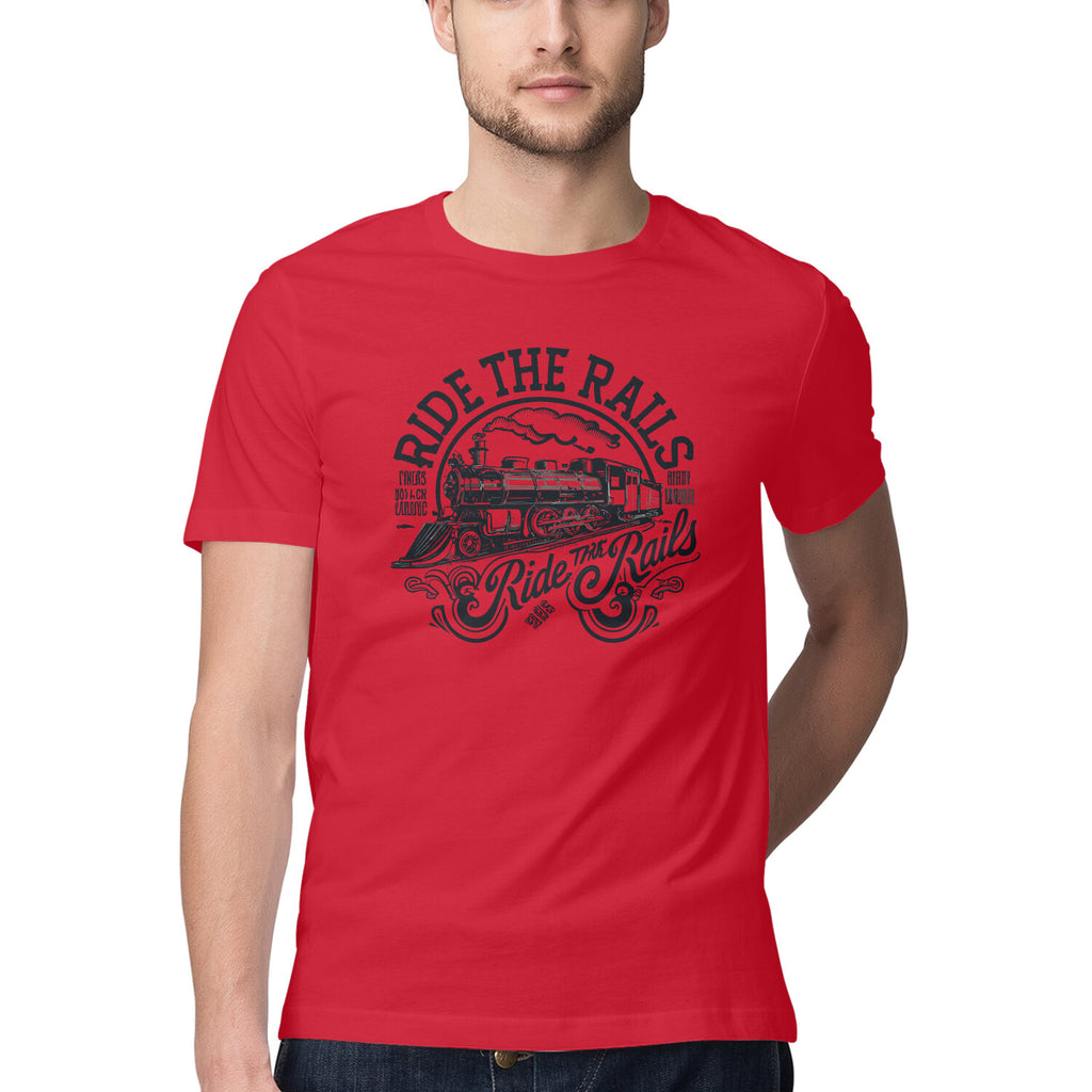 Men's Ride The Rails Design Printed T-Shirt