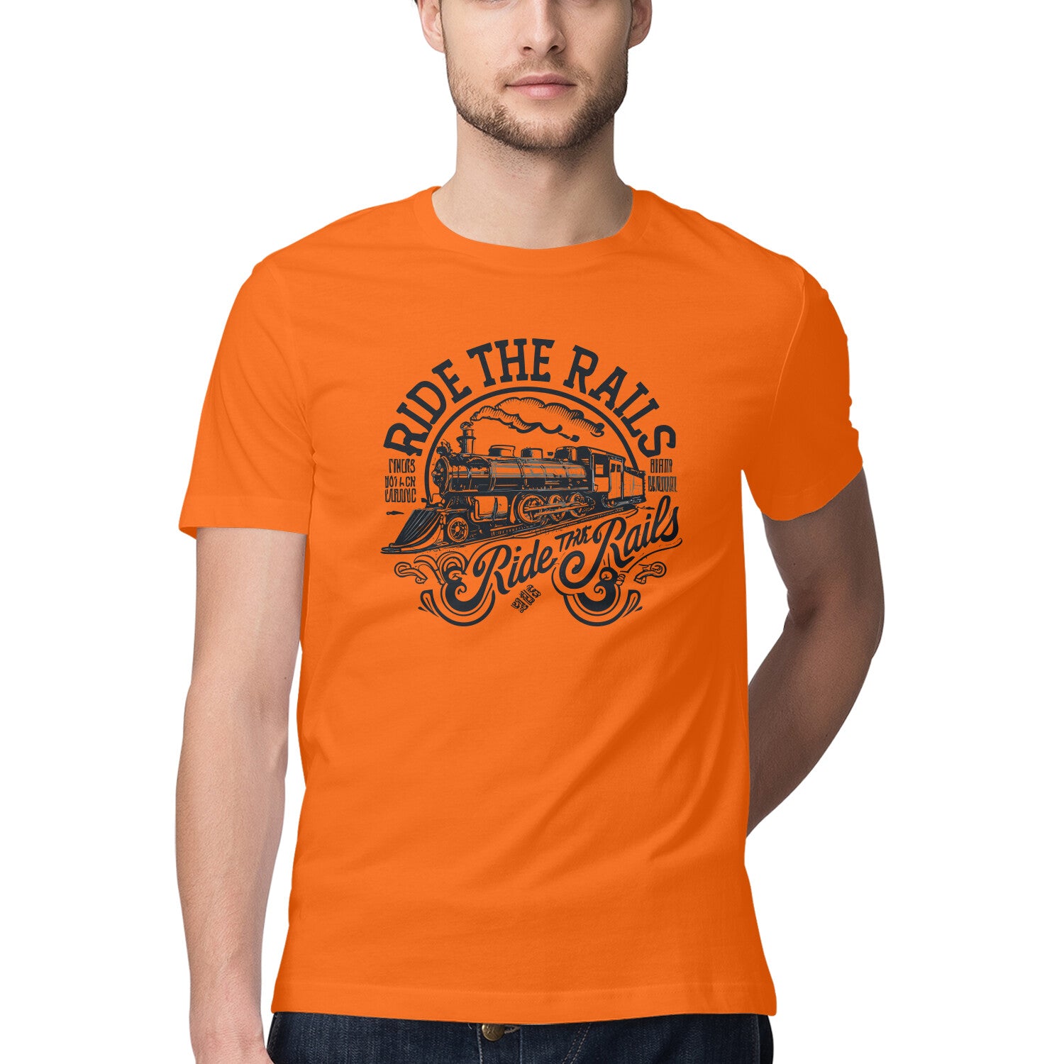 Men's Ride The Rails Design Printed T-Shirt