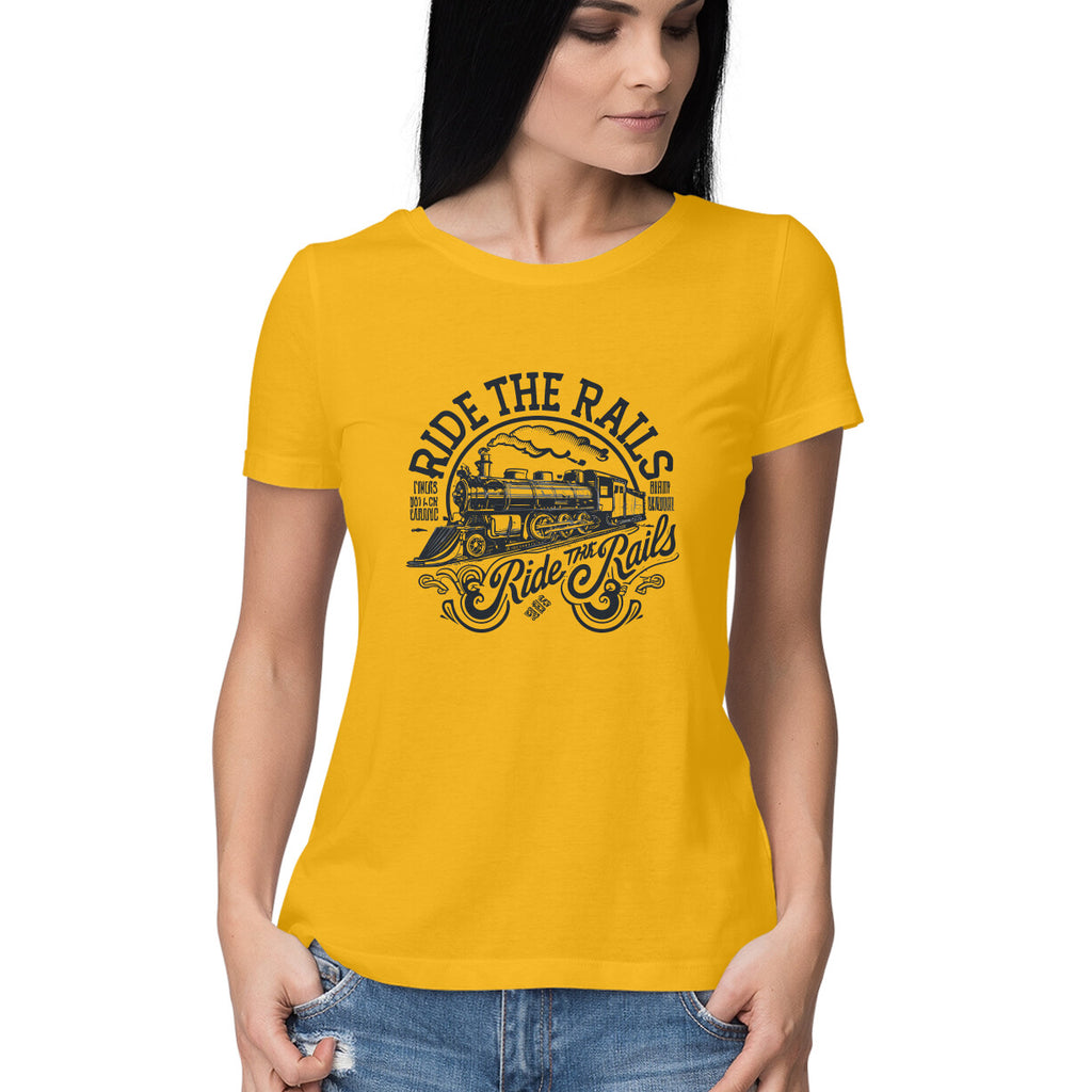 Women's Ride The Rails Graphics Printed T-Shirt