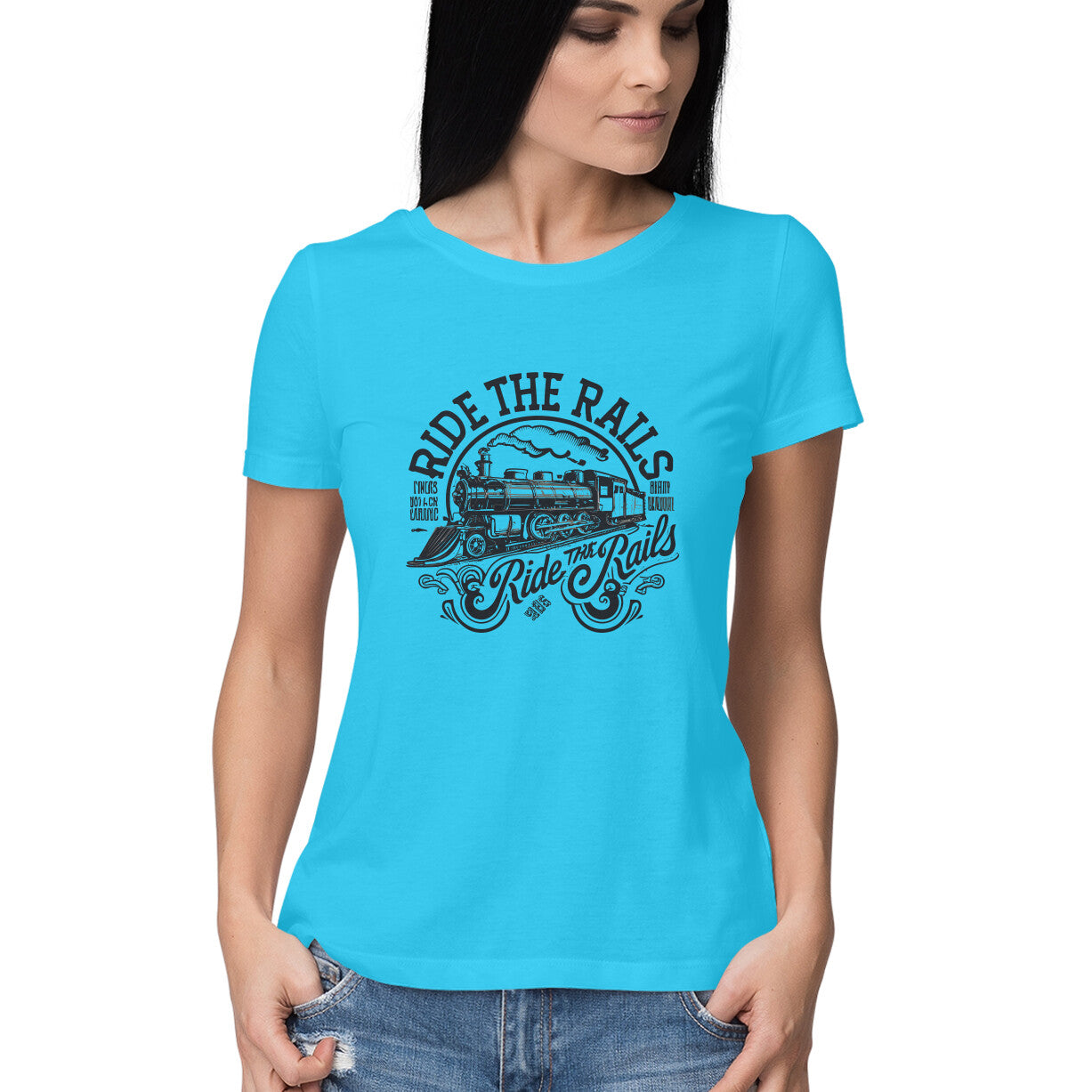 Women's Ride The Rails Graphics Printed T-Shirt