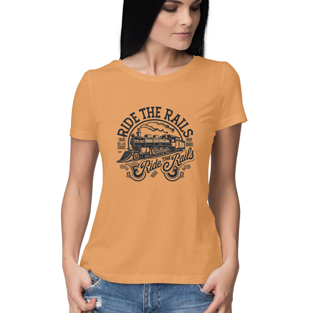 Women's Ride The Rails Graphics Printed T-Shirt