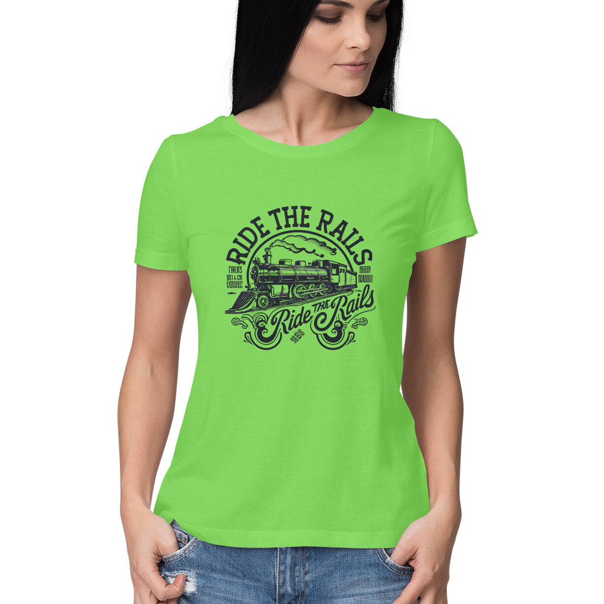 Women's Ride The Rails Graphics Printed T-Shirt
