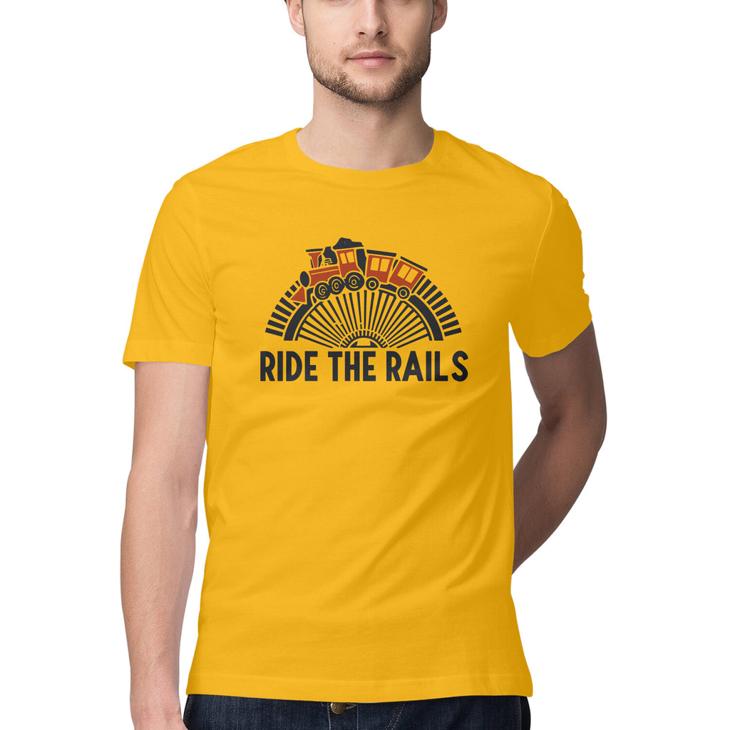 Men's Ride The Rails Design Printed T-Shirt