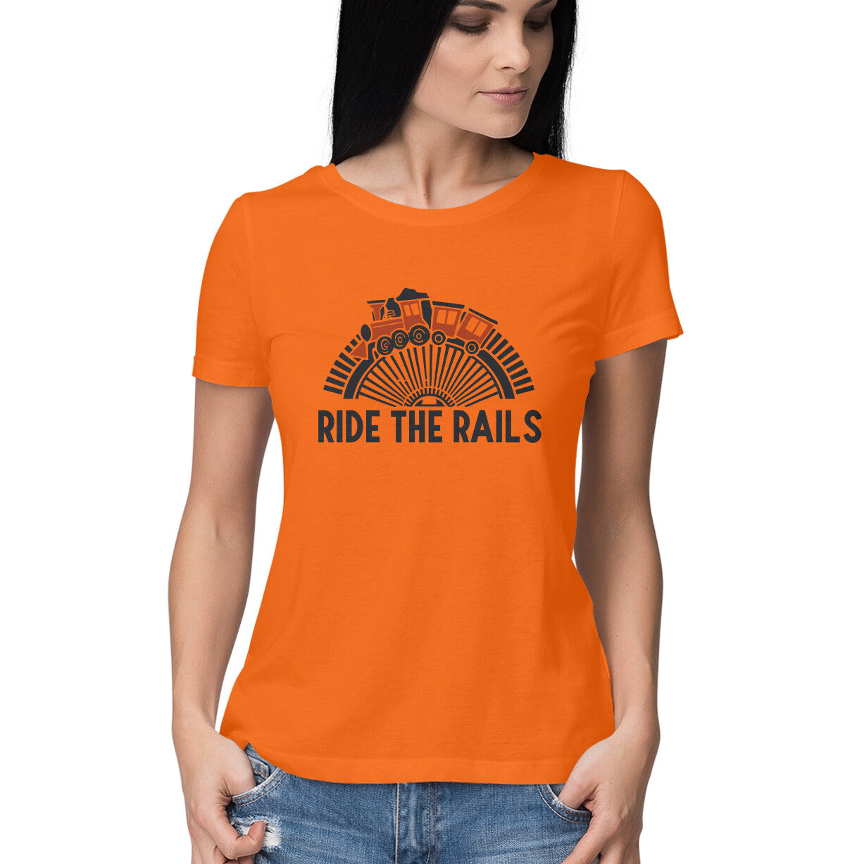 Women's Ride The Rails Graphics Printed T-Shirt