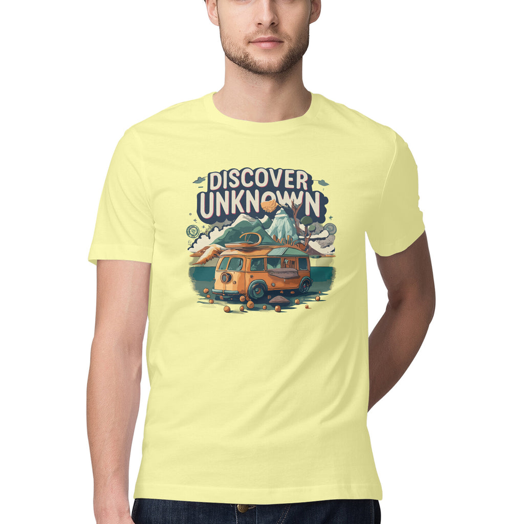 Men's Discover the Unknown Design Printed T-Shirt