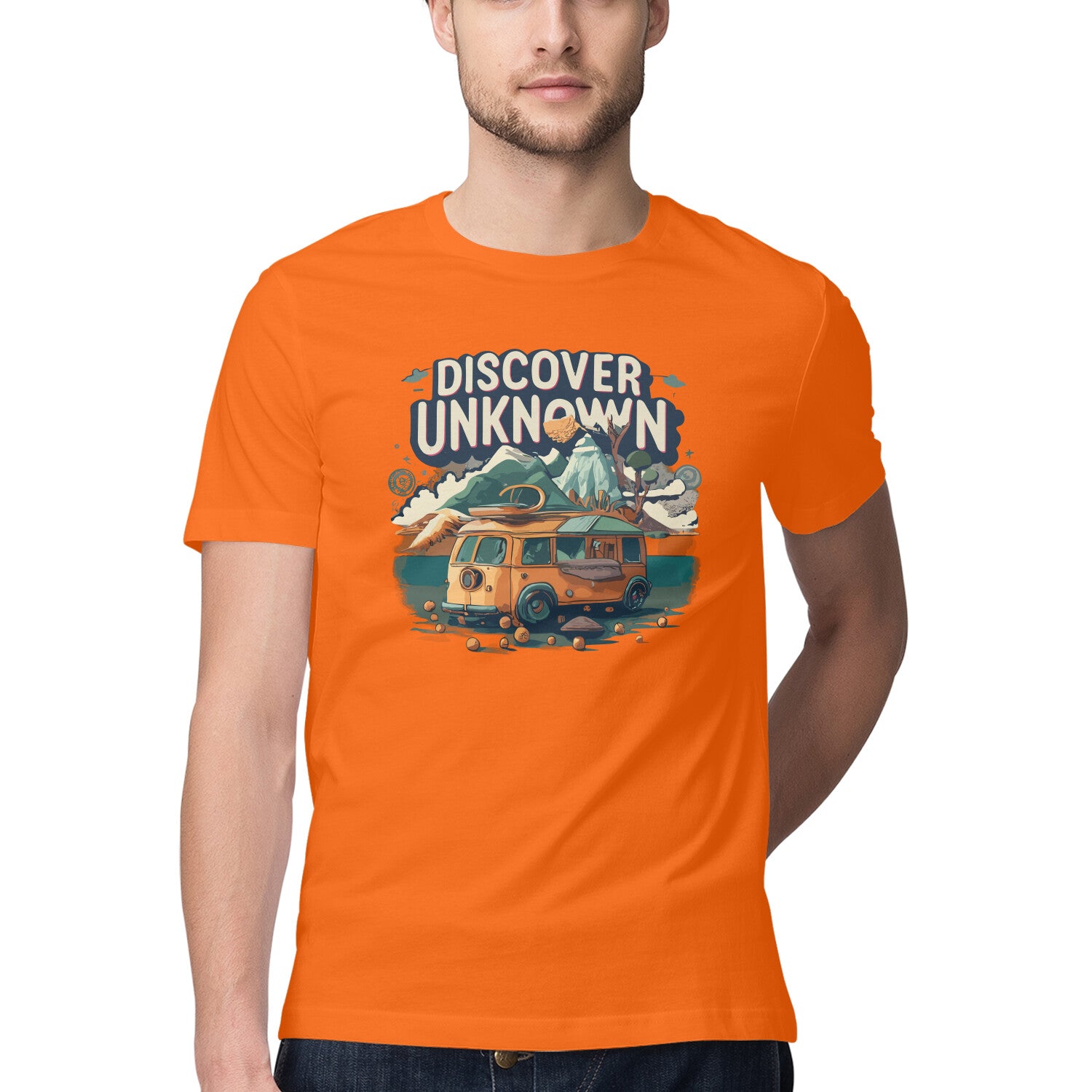 Men's Discover the Unknown Design Printed T-Shirt