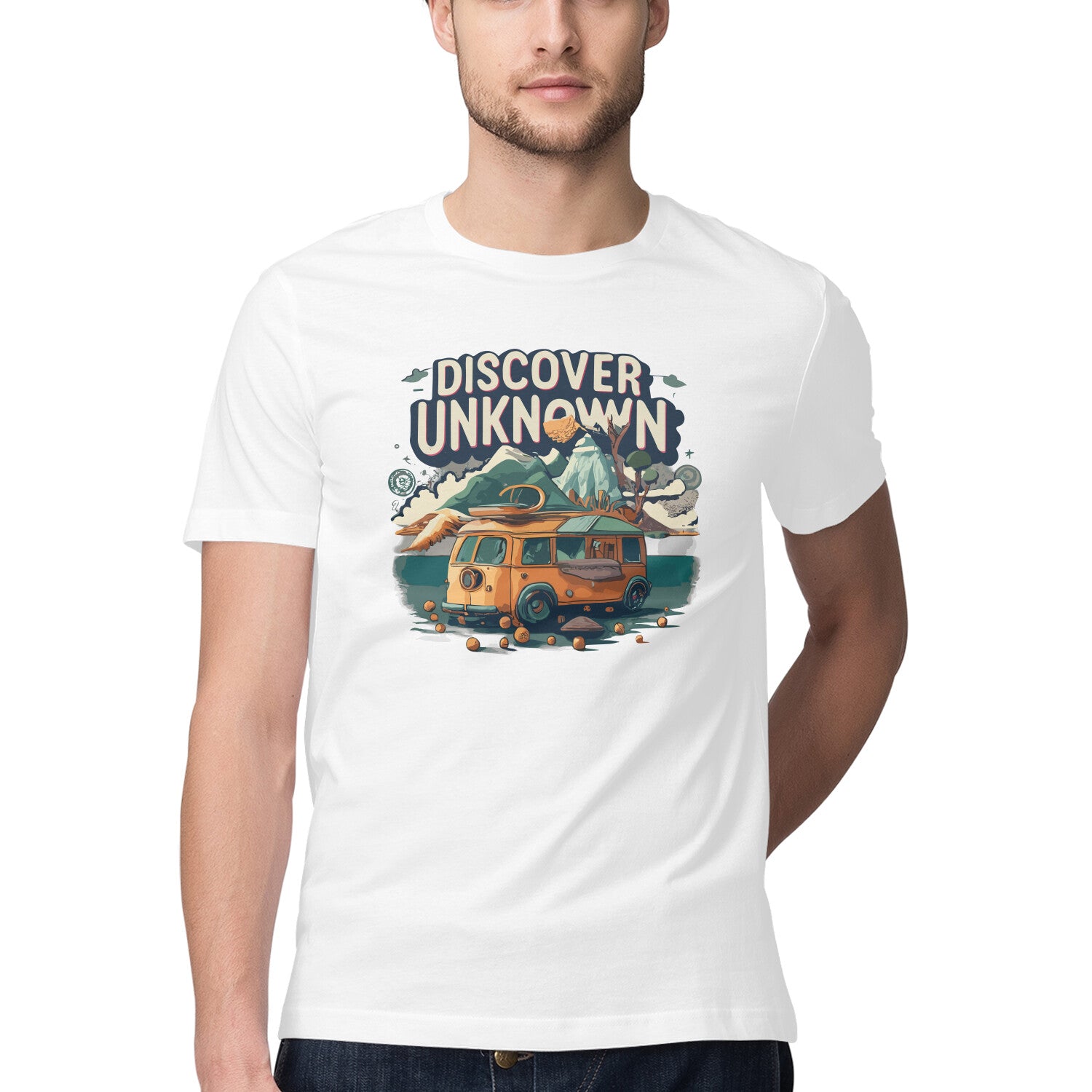 Men's Discover the Unknown Design Printed T-Shirt