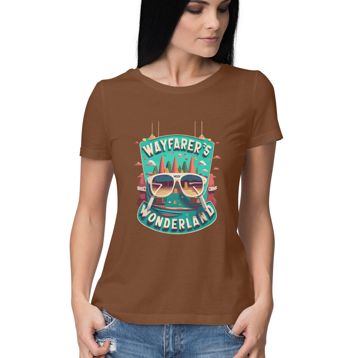 Women's wayfarer's wonderland Graphics Printed T-Shirt Secondary image