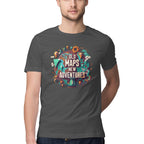 Men's Old map new adventures Design Printed T-Shirt
