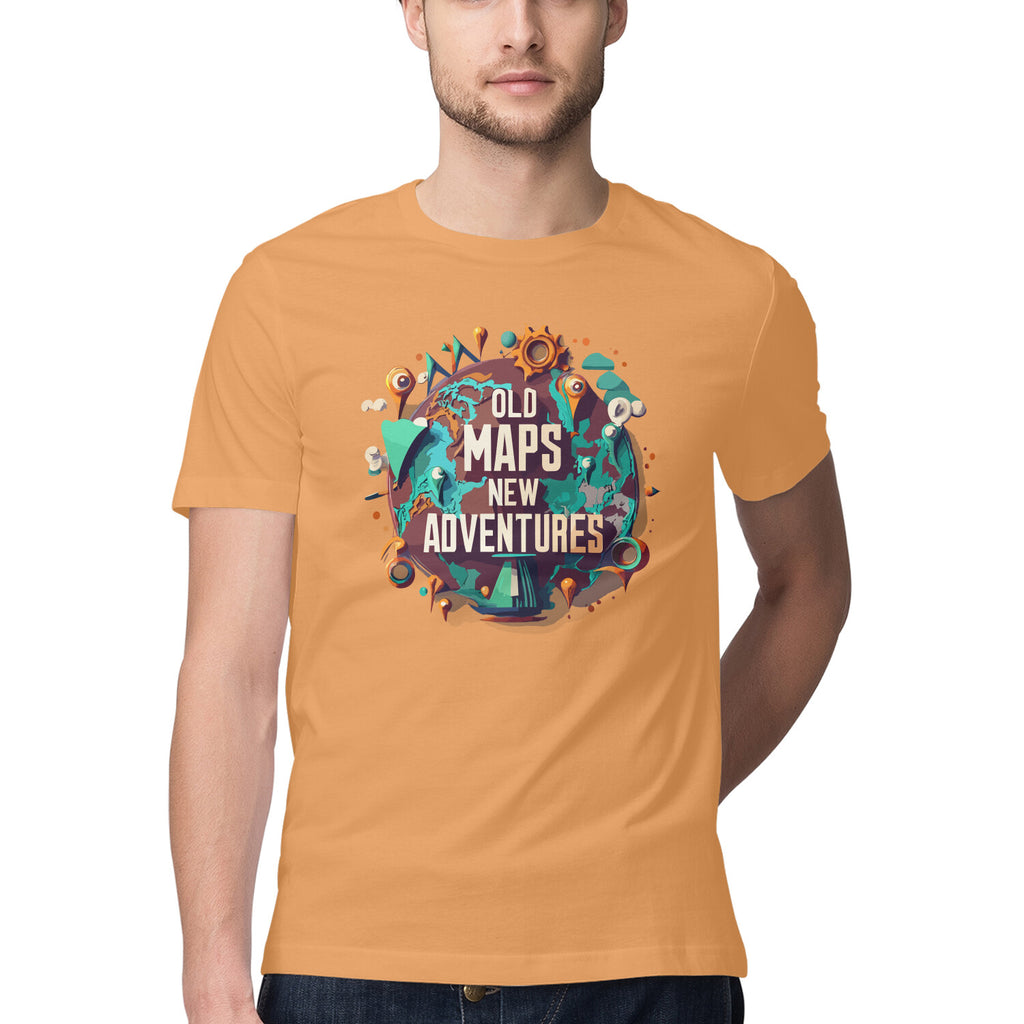 Men's Old map new adventures Design Printed T-Shirt