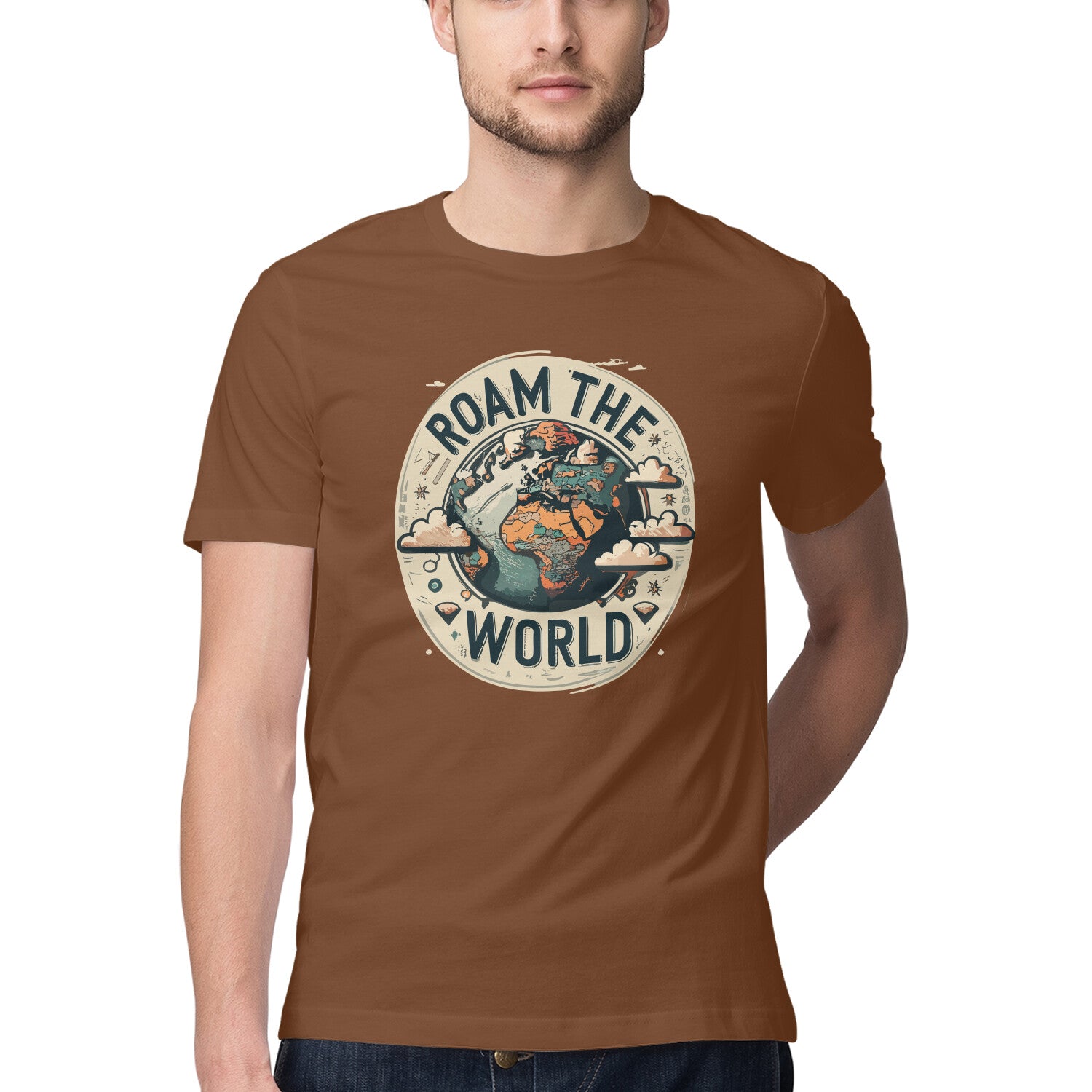 Men's Roam the world Design Printed T-Shirt