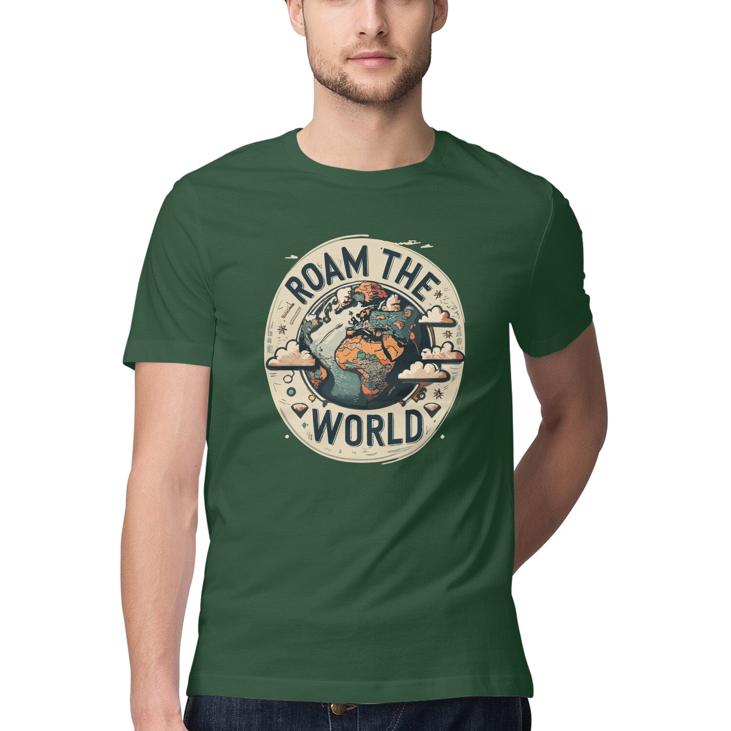 Men's Roam the world Design Printed T-Shirt
