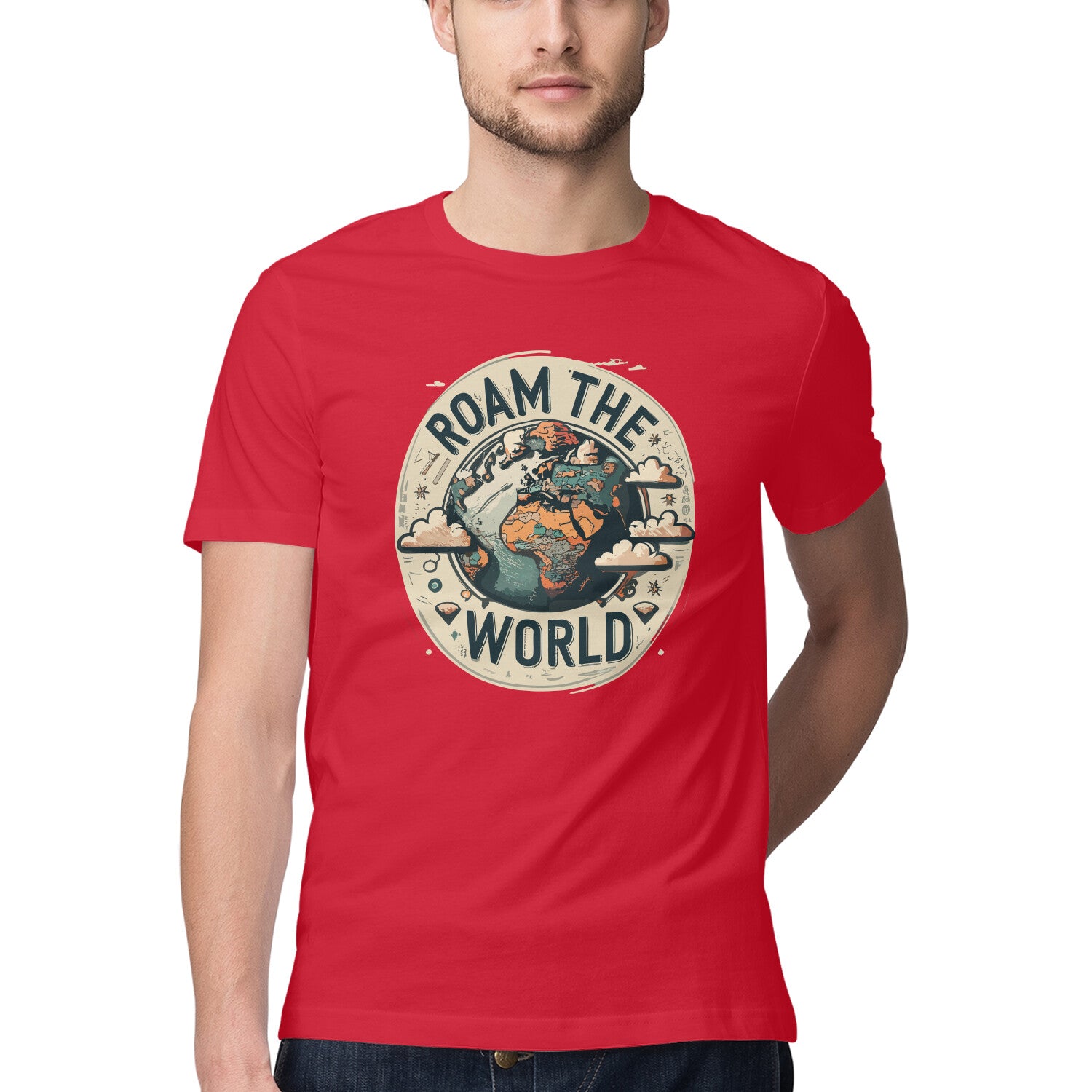 Men's Roam the world Design Printed T-Shirt