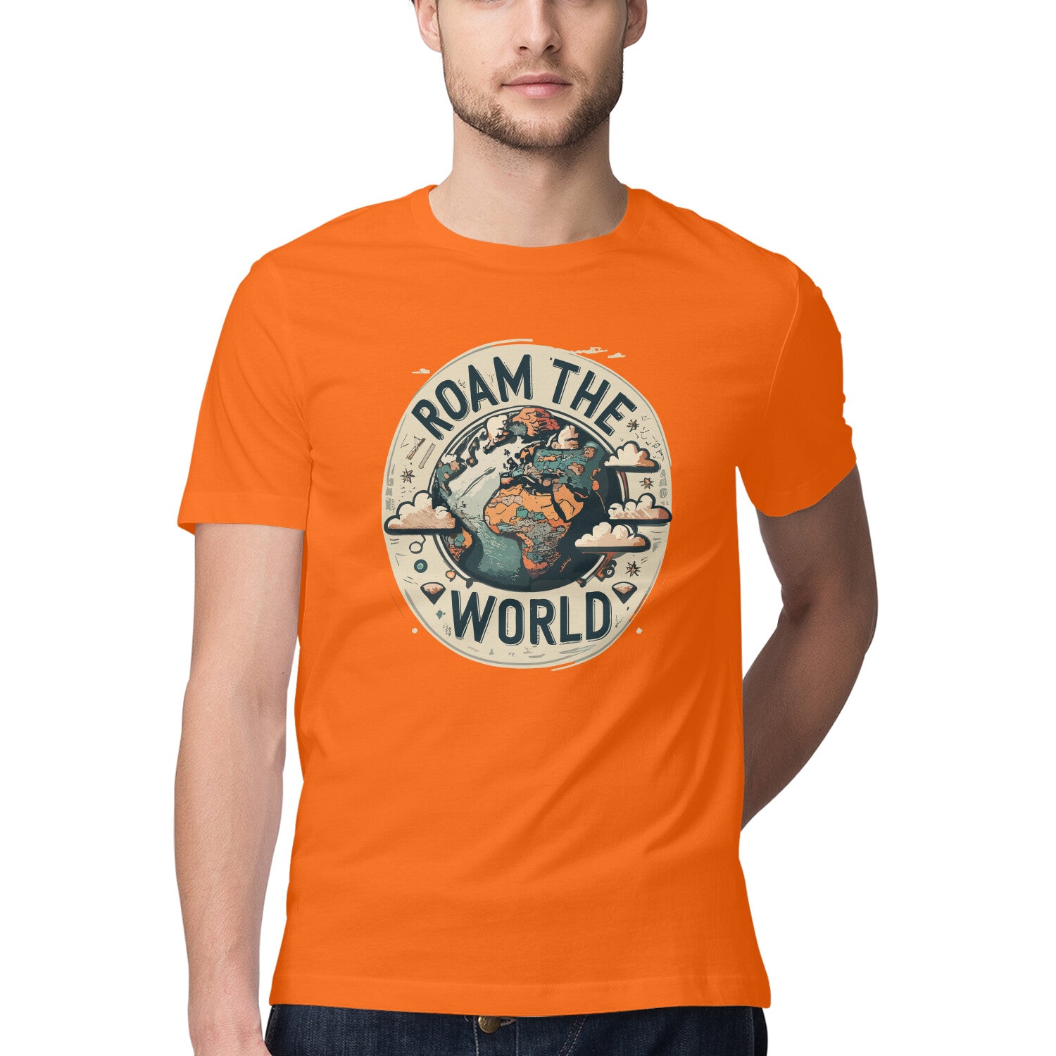 Men's Roam the world Design Printed T-Shirt