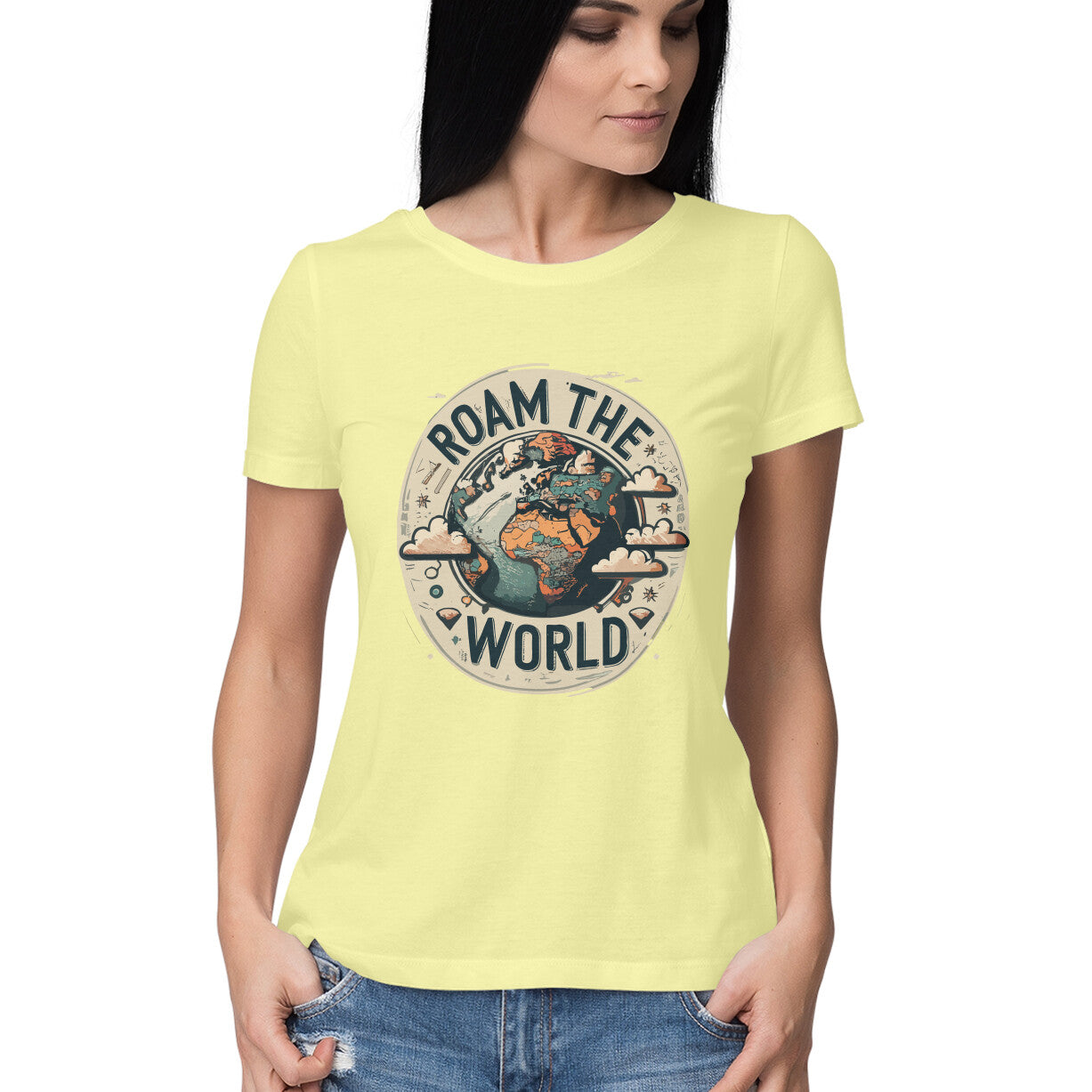 Women's Roam the world Graphics Printed T-Shirt